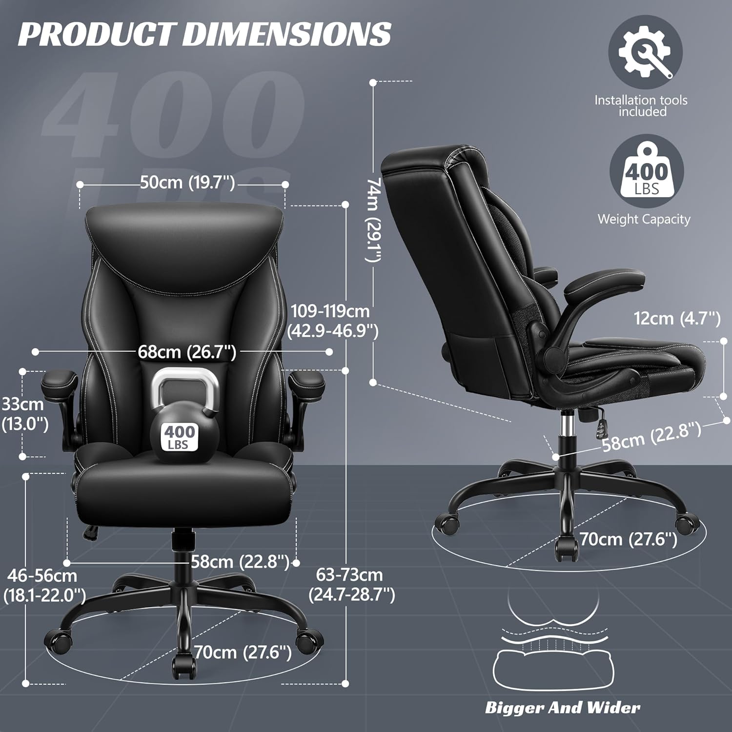 Office Chair Large High-Foot Computer Desk Chair, Breathable Leather Chair Lumbar Support Rotating Computer Chair wourant