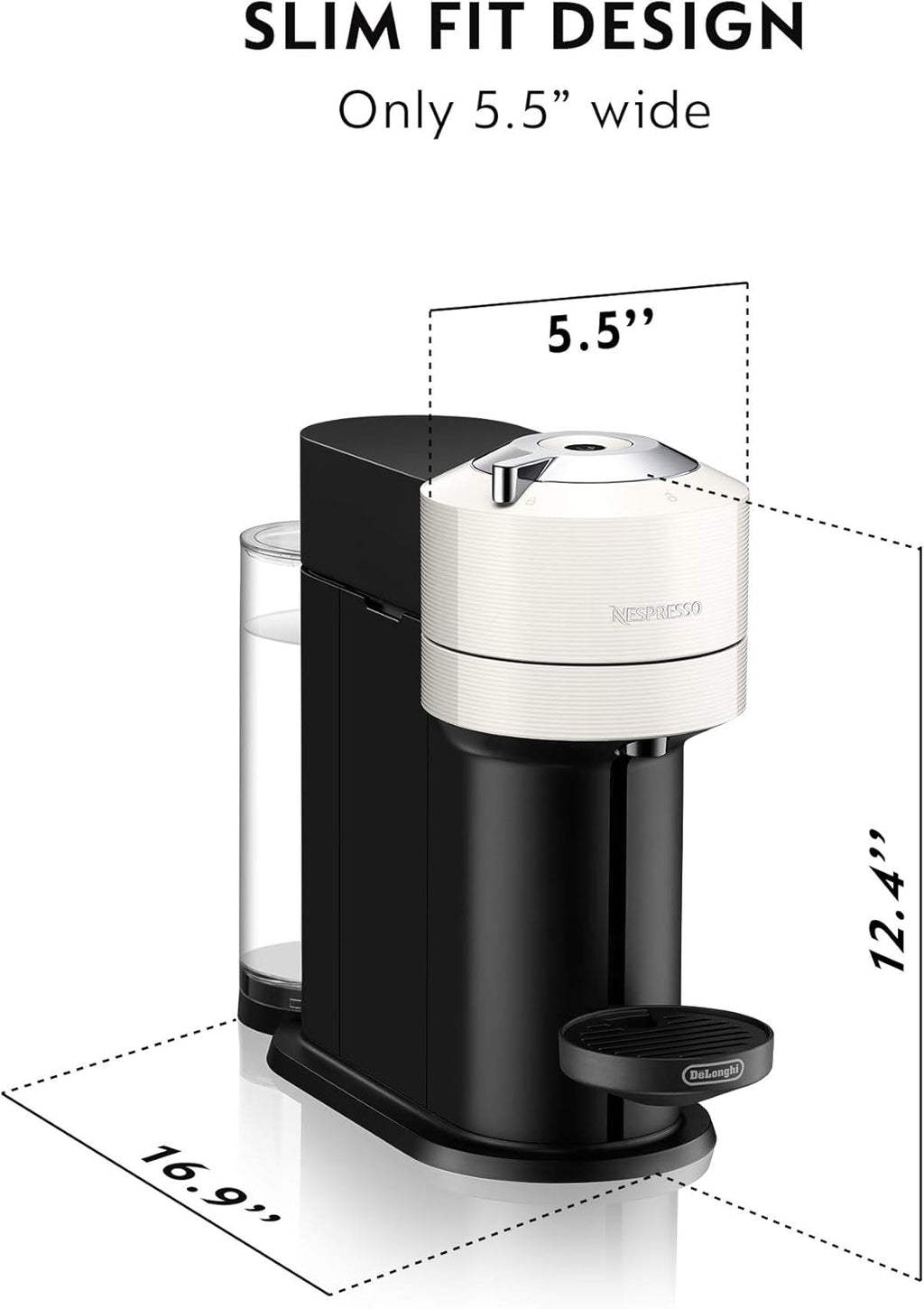 Nespresso Vertuo Next Coffee and Espresso Maker by De'Longhi, White wourant