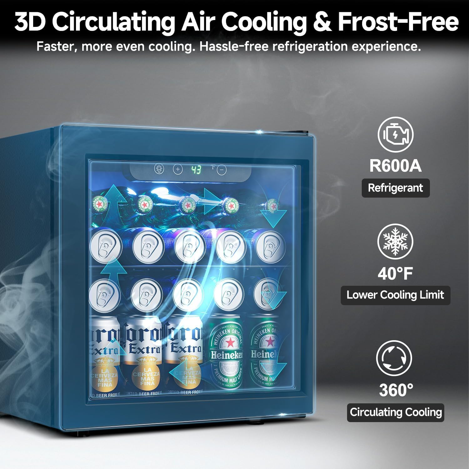 Beverage Refrigerator Cooler - 126 Can Mini Fridge Glass Door for Drinks Soda Beer Wine - Small Refrigerator for Office Bedroom Home Bar, 4 Adjustable Shelves, 3.2 Cu.Ft, Silver wourant