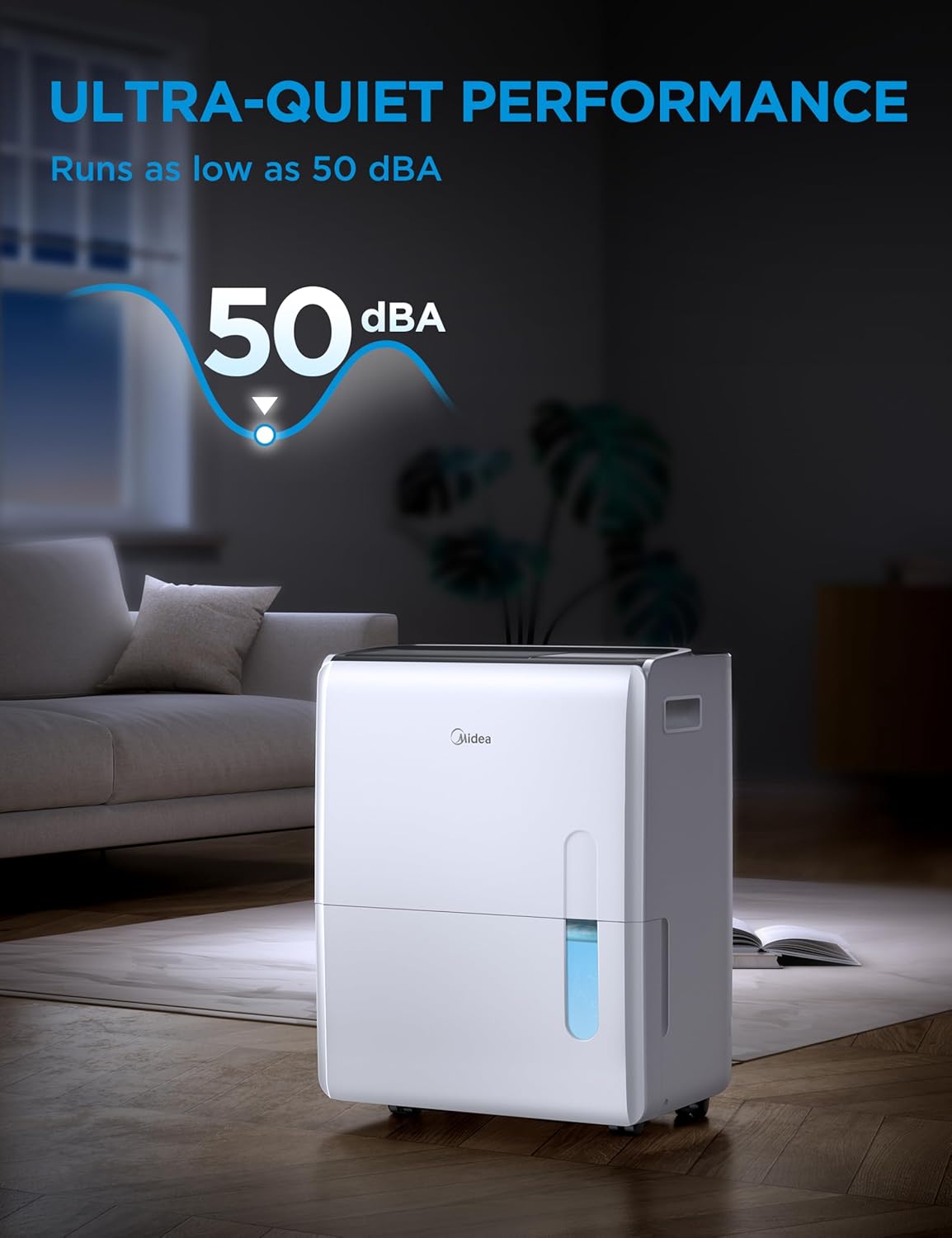 Midea 4,500 Sq. Ft. Dehumidifier With Pump Included, Energy Star Certified, 50 Pint - Ideal For Basements, Large & Medium Sized Rooms, And Bathrooms (White) wourant