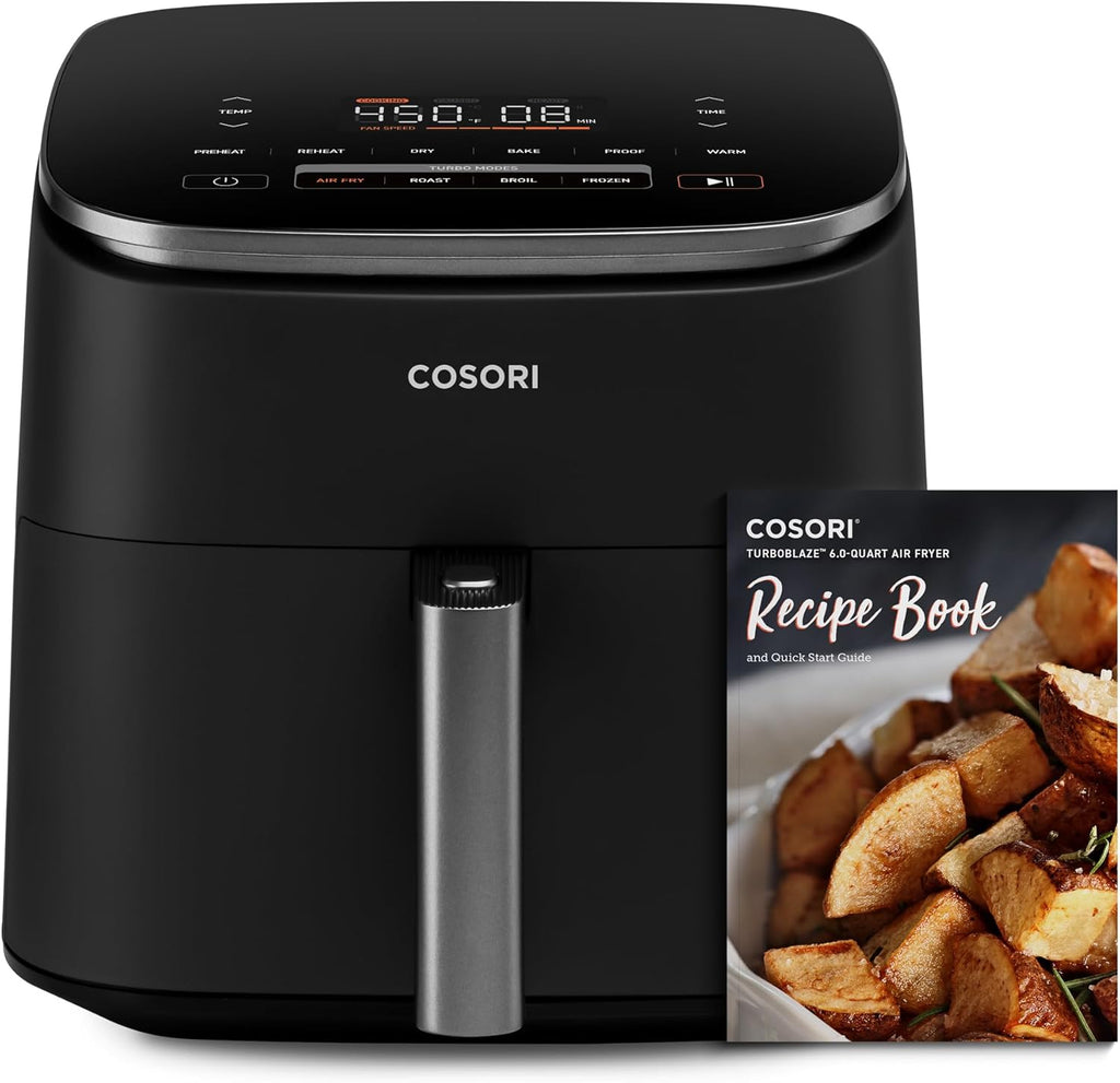 COSORI Air Fryer 9-in-1 Compact & Large 6-Qt Fast Turbo Modes Precise Heat for Even Results wourant