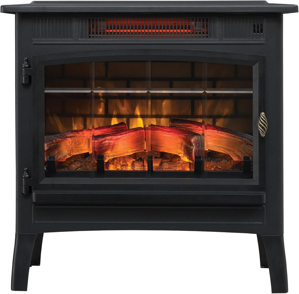 Freestanding Electric Fireplace Stove Heater with 3D Flame Effect for 1,000 Sq. Ft wourant