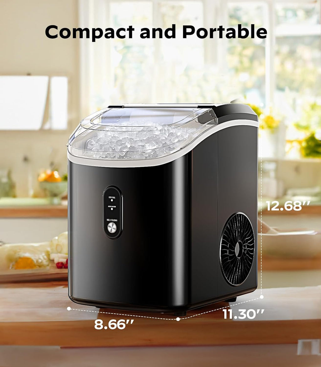 Nugget Ice Maker Countertop, Silonn Chewable Pellet Ice Machine with Self-Cleanin Function, 33lbs/24H Portable Ice Makers for Home Kitchen Officce, Black wourant