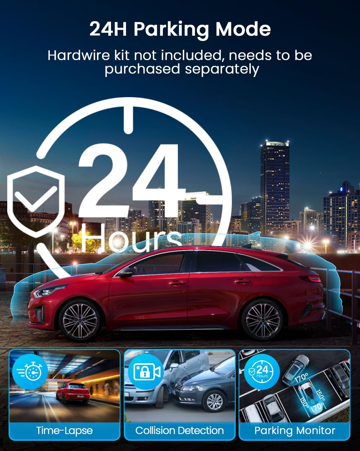 Channel Dash Cam 360° View, 1080P Front and Rear Interior, Car Left and Right Dash Cam, 8 Infrared Lights Night Vision, 5G WiFi and APP Control, G Sensor, Parking Mode, with Free 128GB SD Card wourant