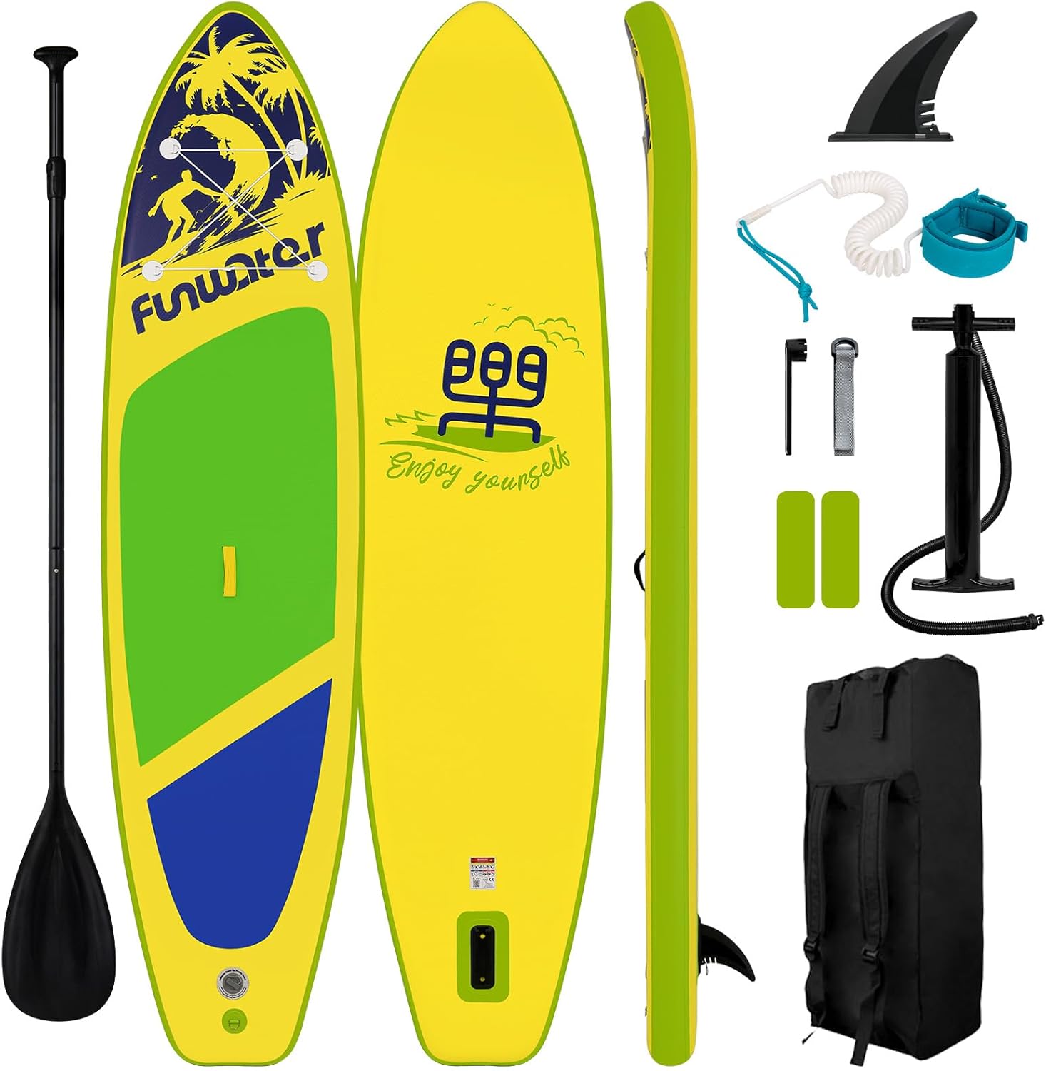 FunWater Inflatable Stand Up Paddle Board with Premium SUP Paddle Accessories, Non-Slip EVA Deck, 11'/10'6' Paddle wourant