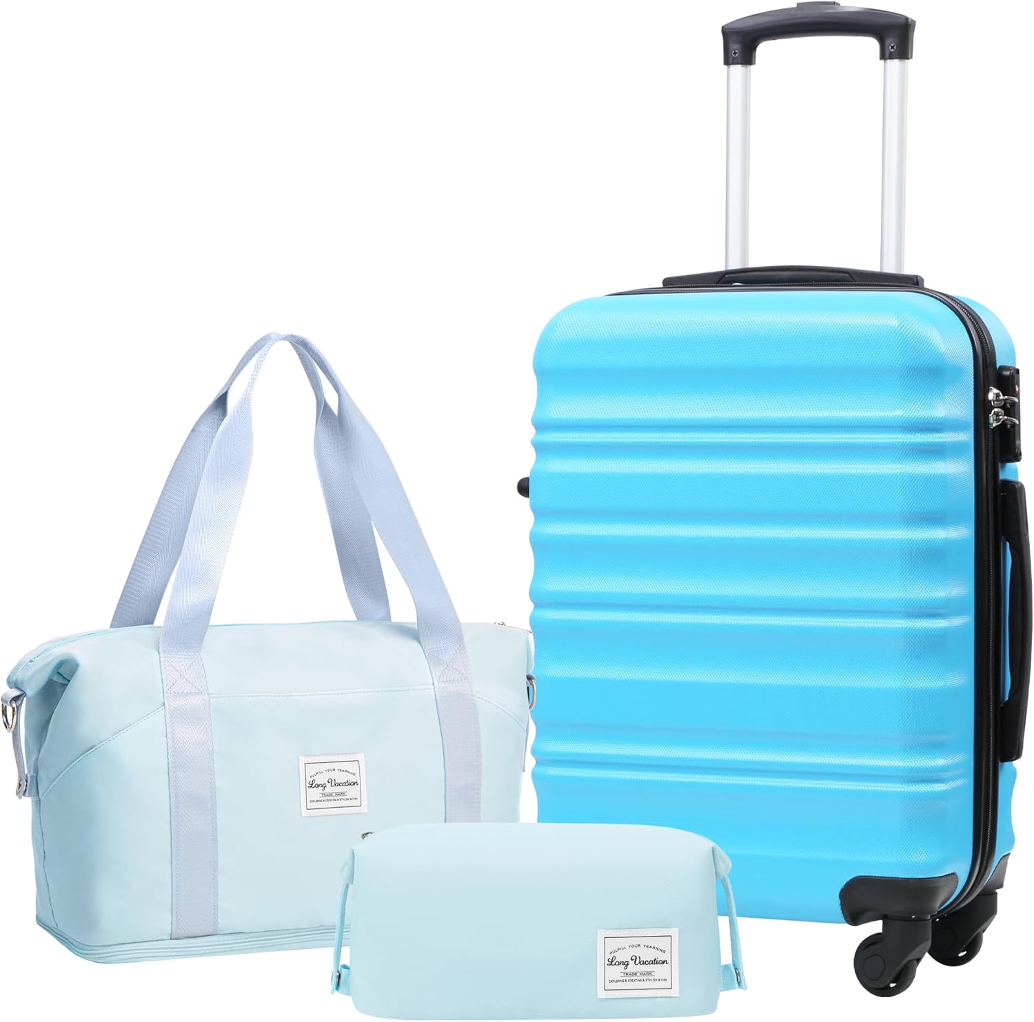 LONG VACATION 6 Piece Luggage Set Carry on Suitcase with ABS+PC hardshell, Spinner Wheels & YKK Zipper TSA Lock wourant