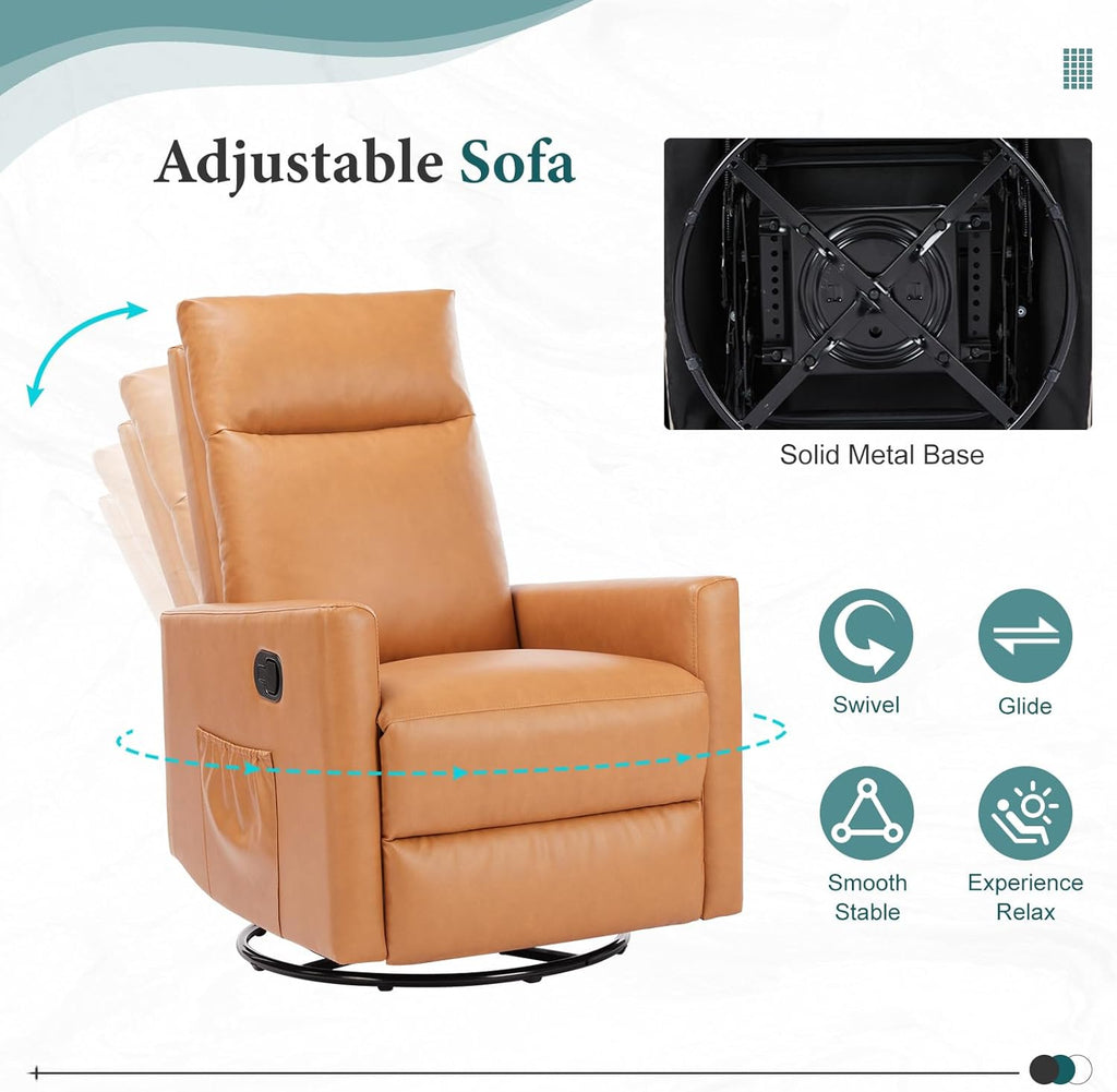 Swivel Rocking Recliner Chair with Extra Large Footrest High Back, Upholstered Glider Nursery Chair for Living Room, Bedroom & Nursery, Comfortable Deep Seat for Relaxation, Grey wourant