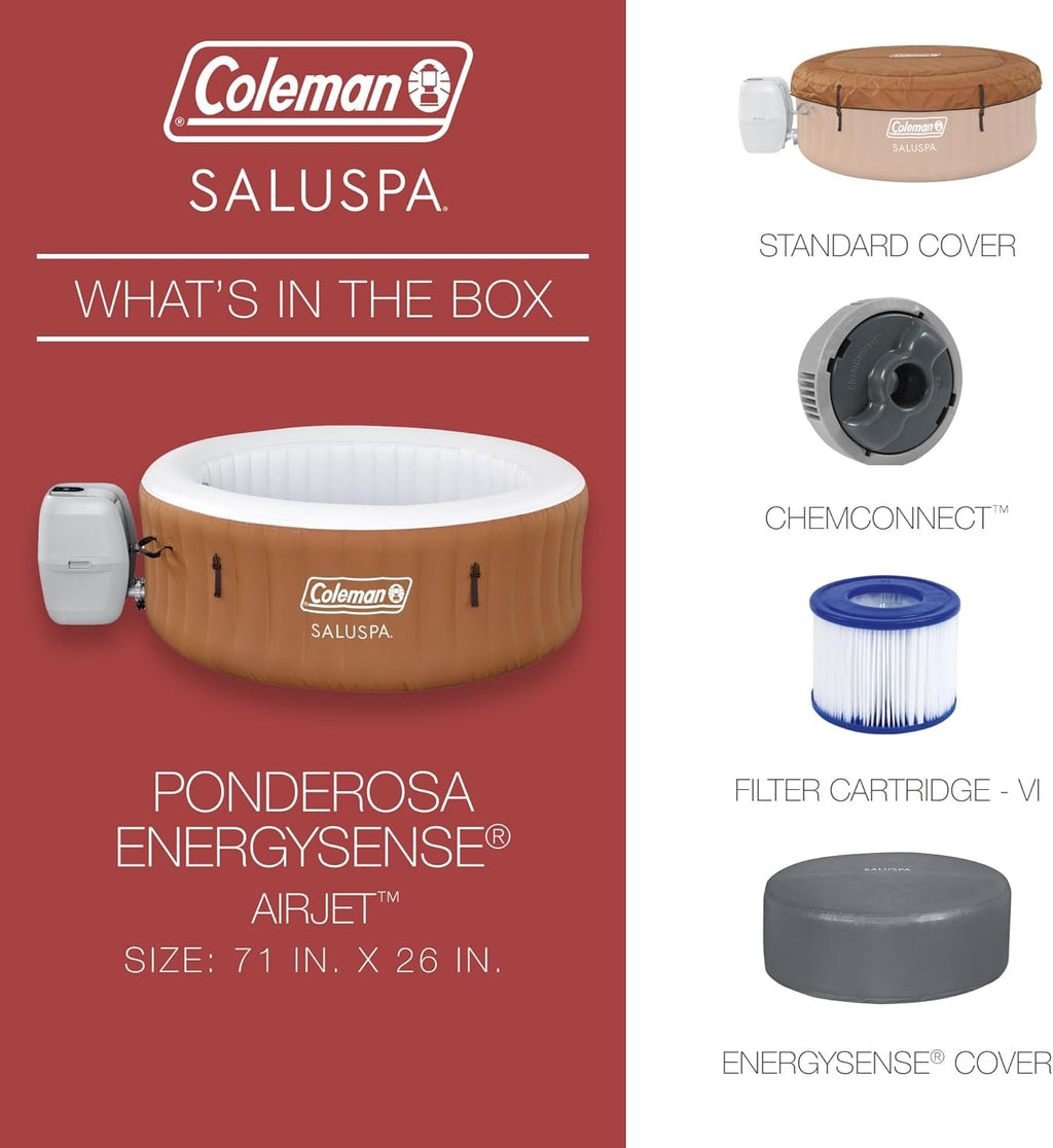 Coleman SaluSpa Miami AirJet 2 to 4 Person Round Inflatable Hot Tub Portable Outdoor Spa with 120 Soothing AirJets and Insulated Cover, Black wourant