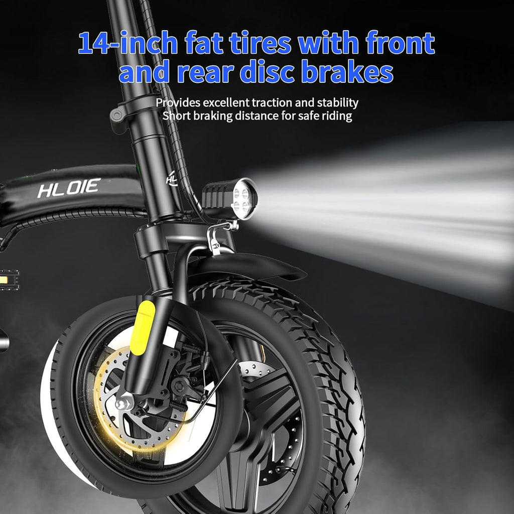 HLOIE Folding Electric Bike for Adults, Peak 750W Motor,23MPH Max Speed Foldable Electric Bicycles,14" Ebike