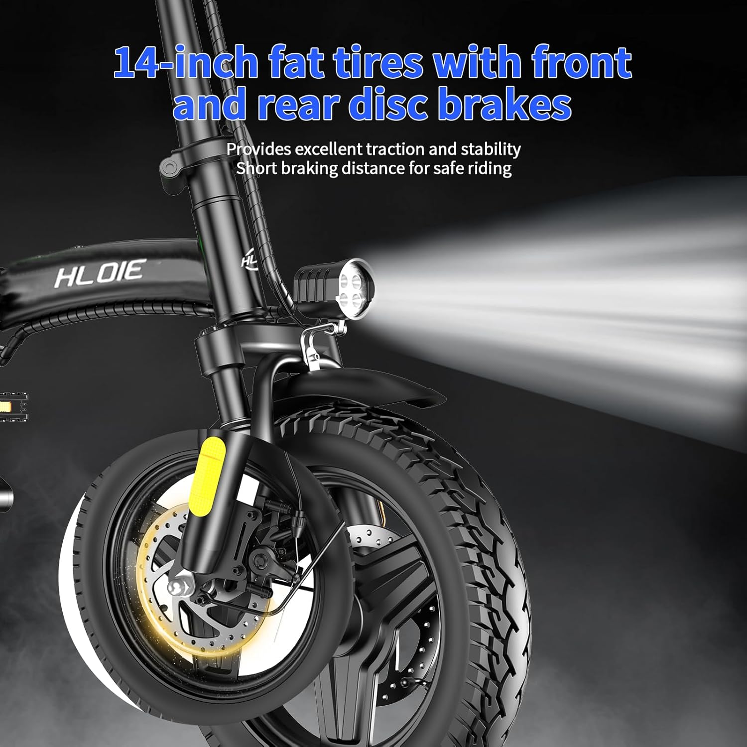 HLOIE Folding Electric Bike for Adults, Peak 750W Motor,23MPH Max Speed Foldable Electric Bicycles,14" Ebike