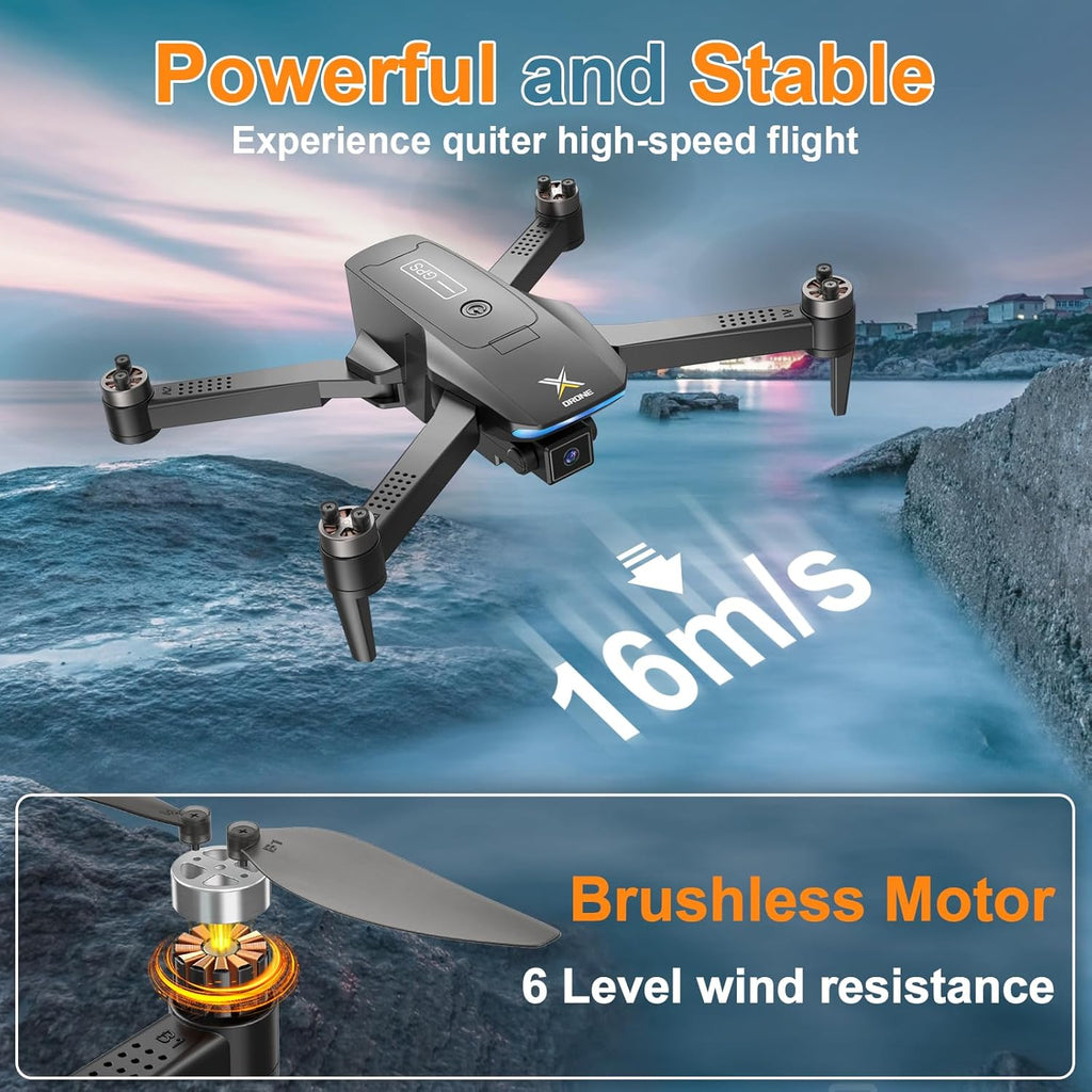 GPS Drones with Camera for Adults 4K, Brushless Motor FPV RC Quadcopter with Auto Return, Follow Me, Headless Mode, 50 Mins Long Flight, Lightweight and Foldable Drone for Beginner wourant