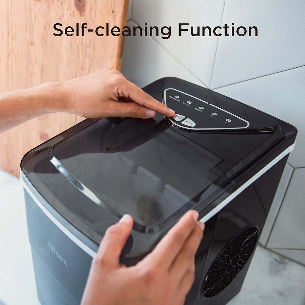 Nugget Ice Maker Countertop, Silonn Chewable Pellet Ice Machine with Self-Cleanin Function, 33lbs/24H Portable Ice Makers for Home Kitchen Officce, Black wourant
