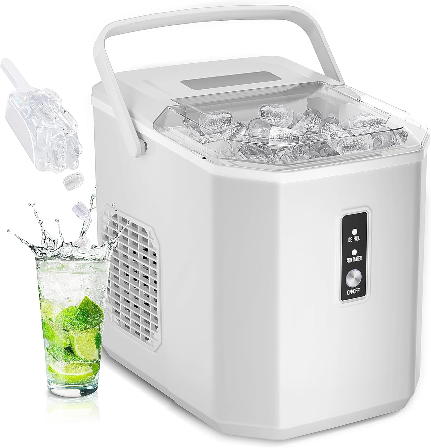 EUHOMY LunaArc Crescent Ice Maker Countertop, 16Pcs Ready in 12Mins, 1600Pcs/Day, Auto Deep Cleaning, Timer, Adjustable Ice Thickness, Portable Ice Cube Maker for Whiskey/Coffee/Soft Drinks woonhhop