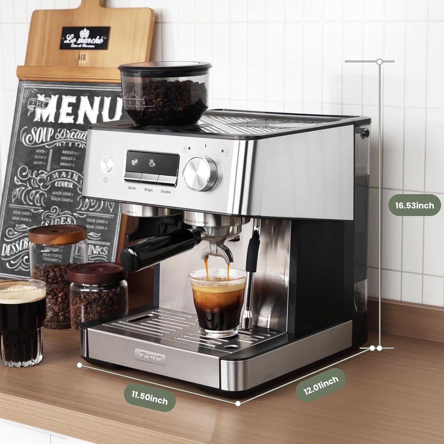 Gevi 20 Bar Espresso Machine with Grinder & Milk Frother wourant