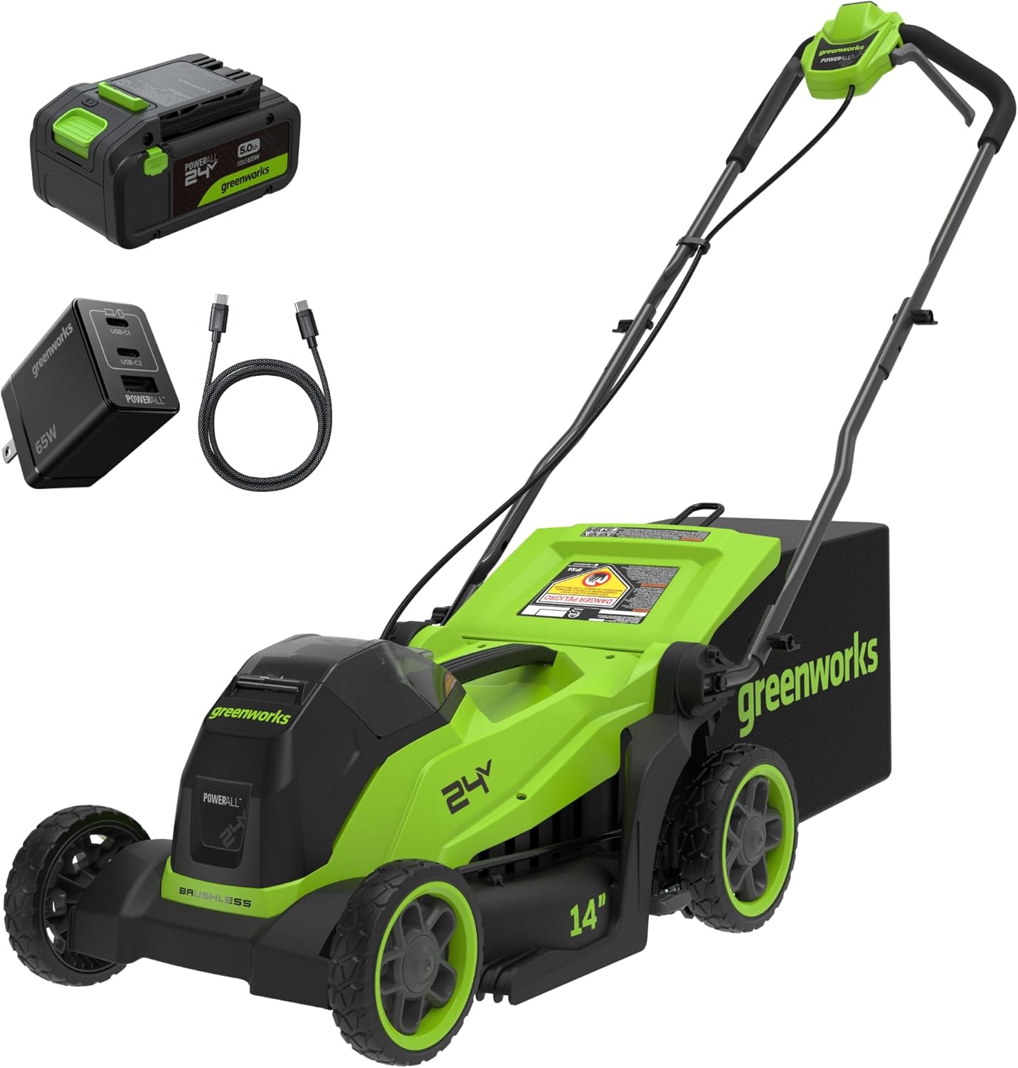 Greenworks 24V 13 Brushless Cordless Lawn Mower with 4.0Ah Battery & Charger wourant