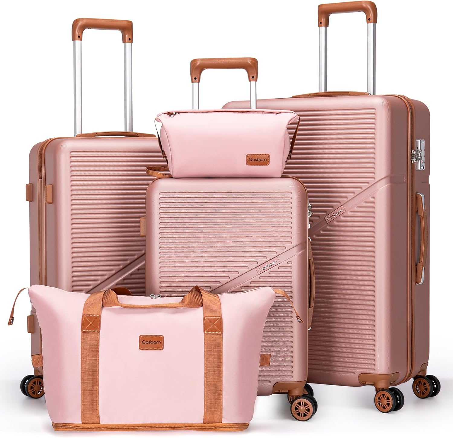 5-Piece Luggage Set with Spinner Wheels, Hard-Shell ABS Luggage Set with Tsa Lock, Lightweight Hard-Shell Waterproof Travel Case, Unisex, Gray wourant