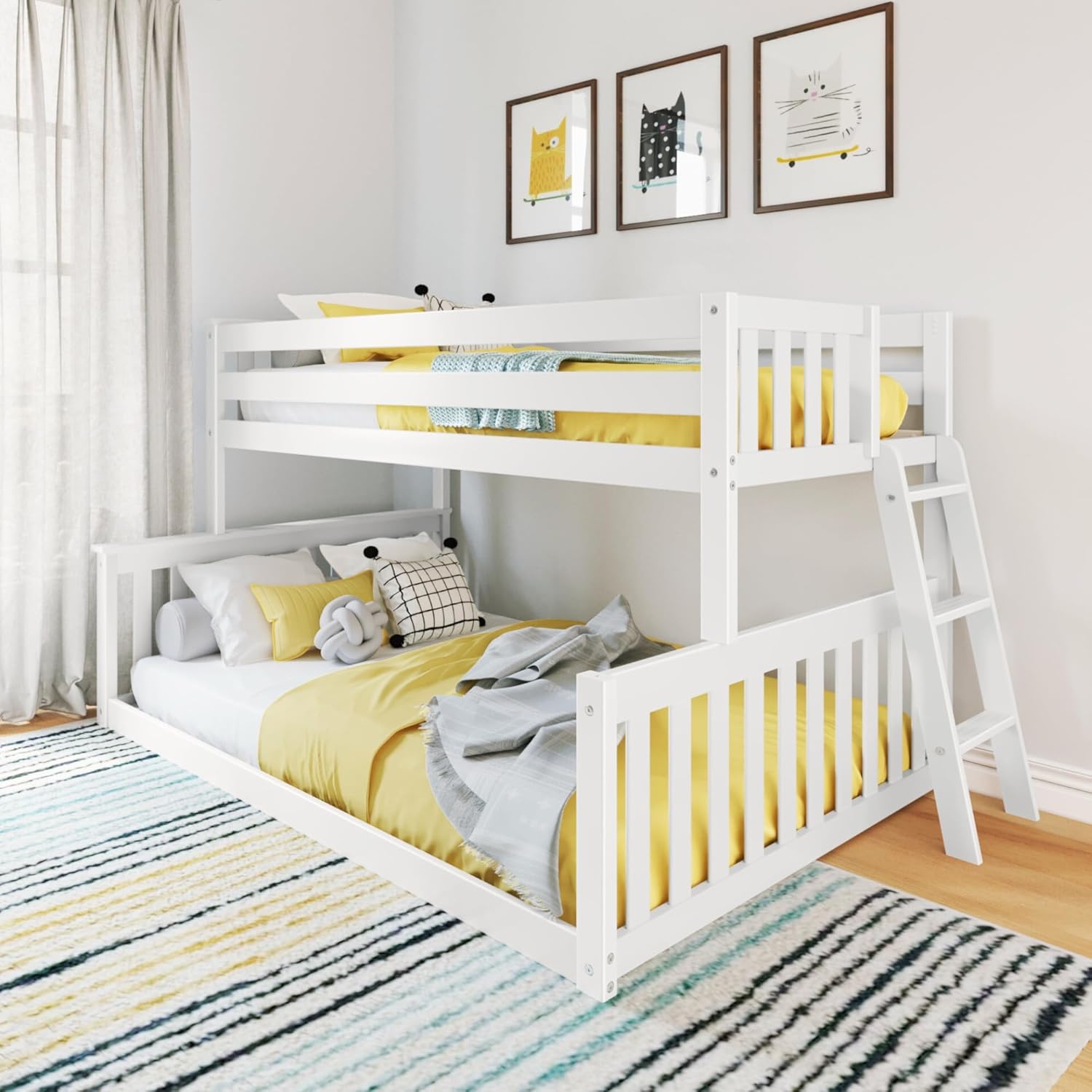 Max & Lily Fundamental Twin Low Bunk Bed Kids Solid Wood Modern Bed Frame Strong Wooden Slats wourant