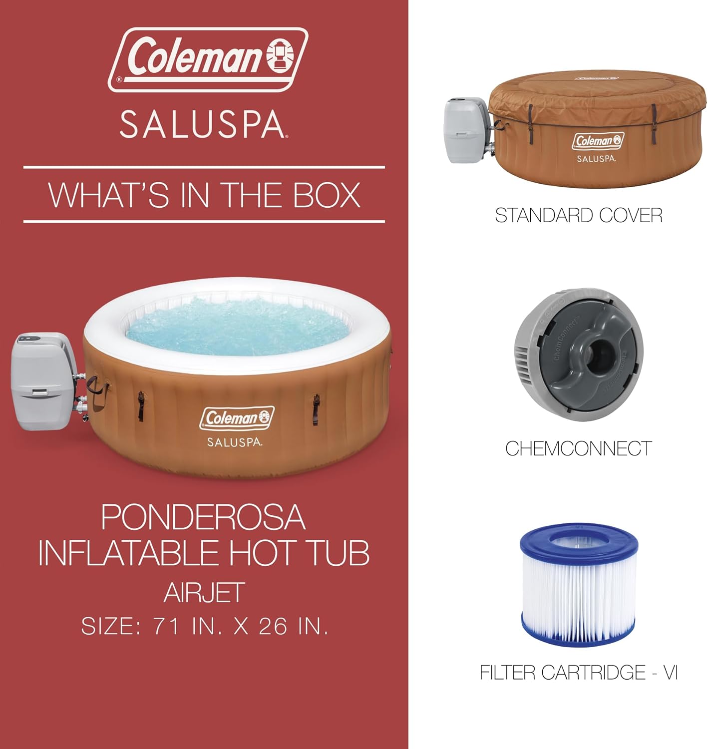 Coleman SaluSpa Miami AirJet 2 to 4 Person Round Inflatable Hot Tub Portable Outdoor Spa with 120 Soothing AirJets and Insulated Cover, Black wourant
