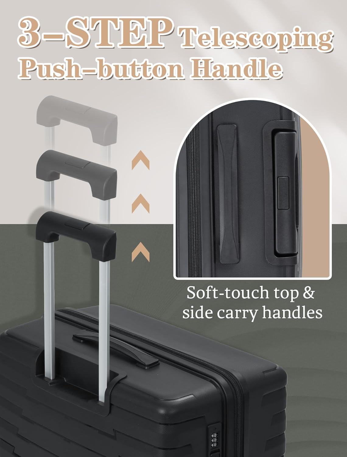 5-piece luggage set with wheels, ABS hardshell suitcase with spinner wheels wourant