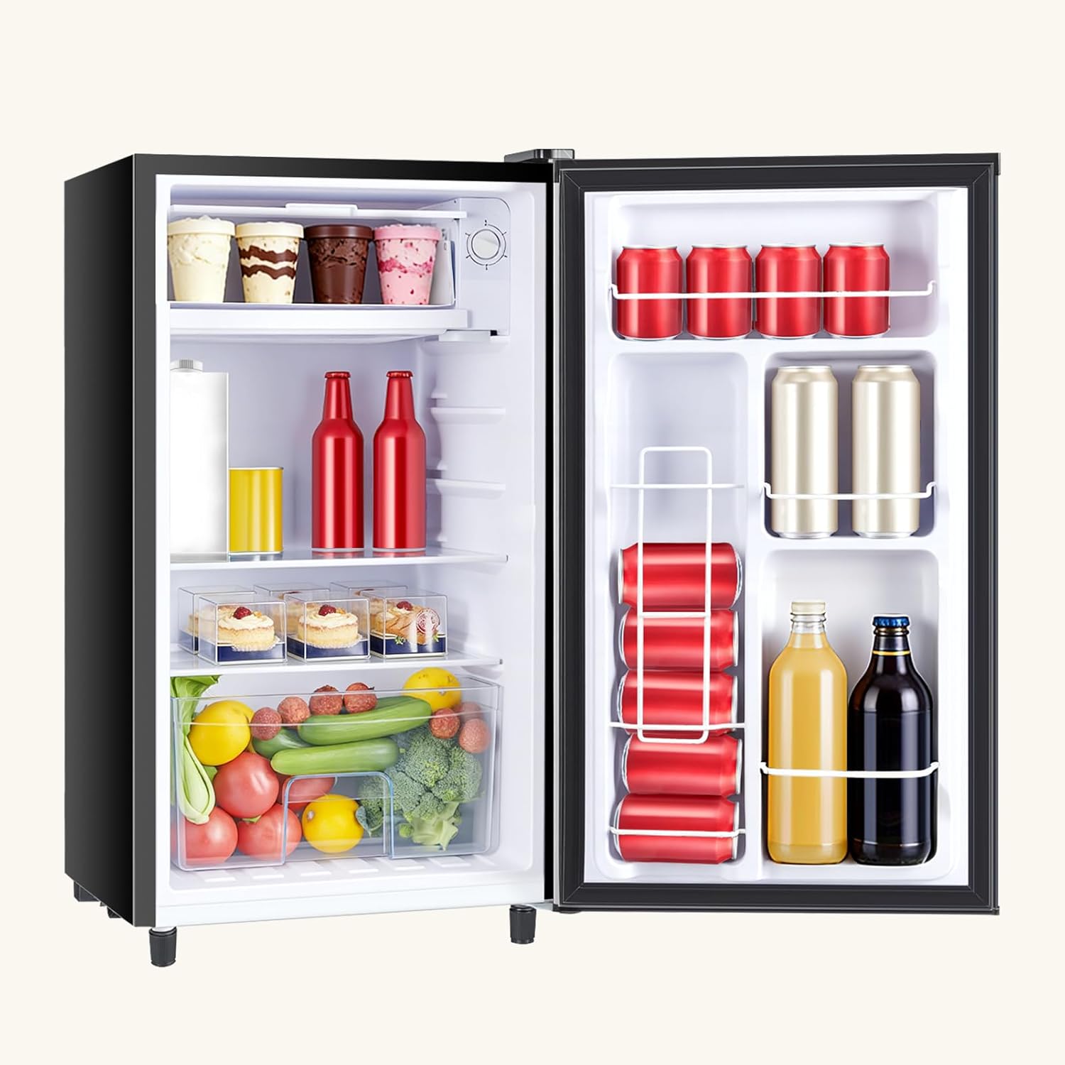 NEWBULIG Mini Fridge with Freezer 3.2 Cu.Ft Small Refrigerator for Office, Dorm, Small Fridge