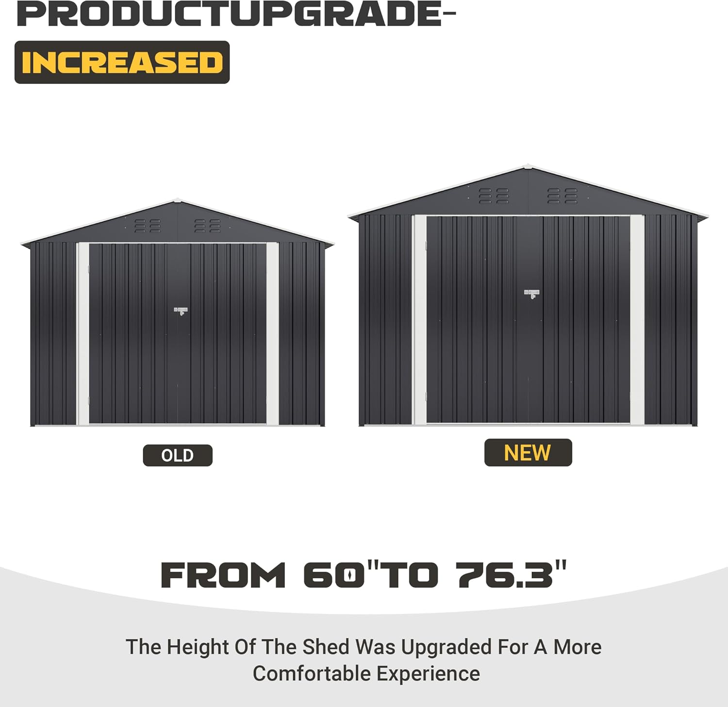 Polar Aurora 8 x 12 FT Outdoor Storage Shed, Metal Garden Shed with Updated Frame Structure, Tool Sheds for Backyard Garden Patio Lawn Black wourant