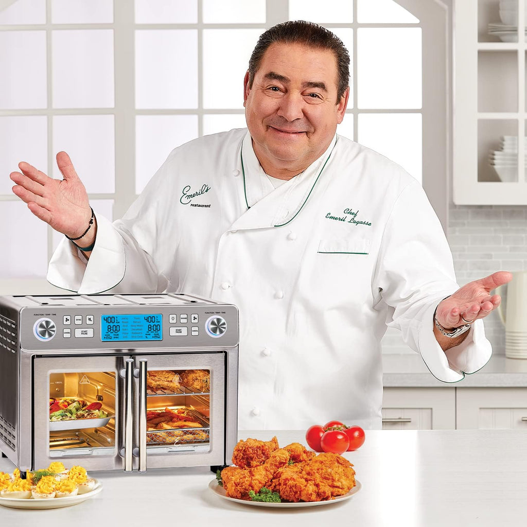 Emeril Lagasse Dual Zone 360 Air Fryer Oven Combo with French Door, 25 QT Extra Large, Cook Two Foods in Different Ways, Up to 60% Faster from Frozen to Finish wourant