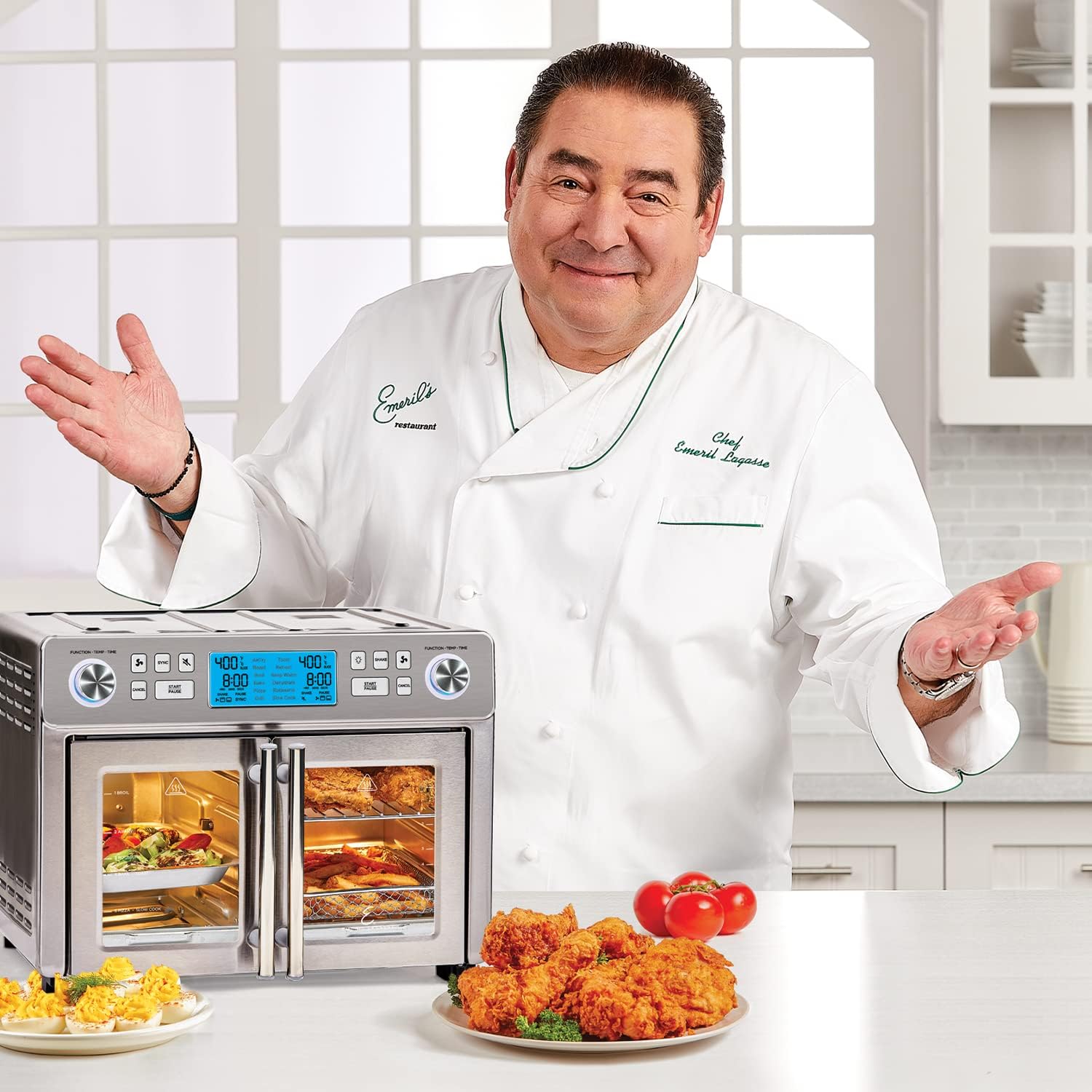 Emeril Lagasse Dual Zone 360 Air Fryer Oven Combo with French Door, 25 QT Extra Large, Cook Two Foods in Different Ways, Up to 60% Faster from Frozen to Finish wourant