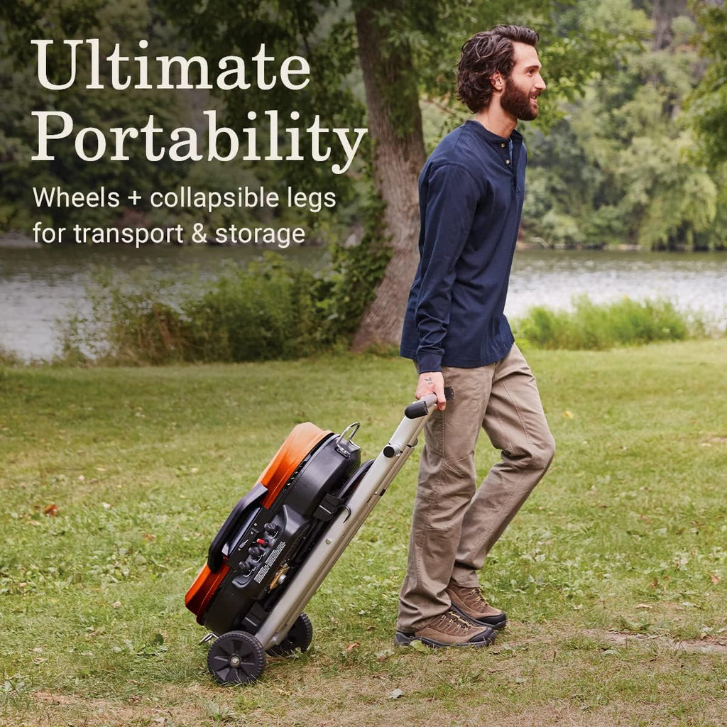 RoadTrip 285 Portable Stand-Up Propane Grill with 3 Adjustable Burners & Instastart Ignition, 20,000 BTUs of Power for Outdoor Cooking, Camping, Tailgating, Grilling, BBQs, & More wourant
