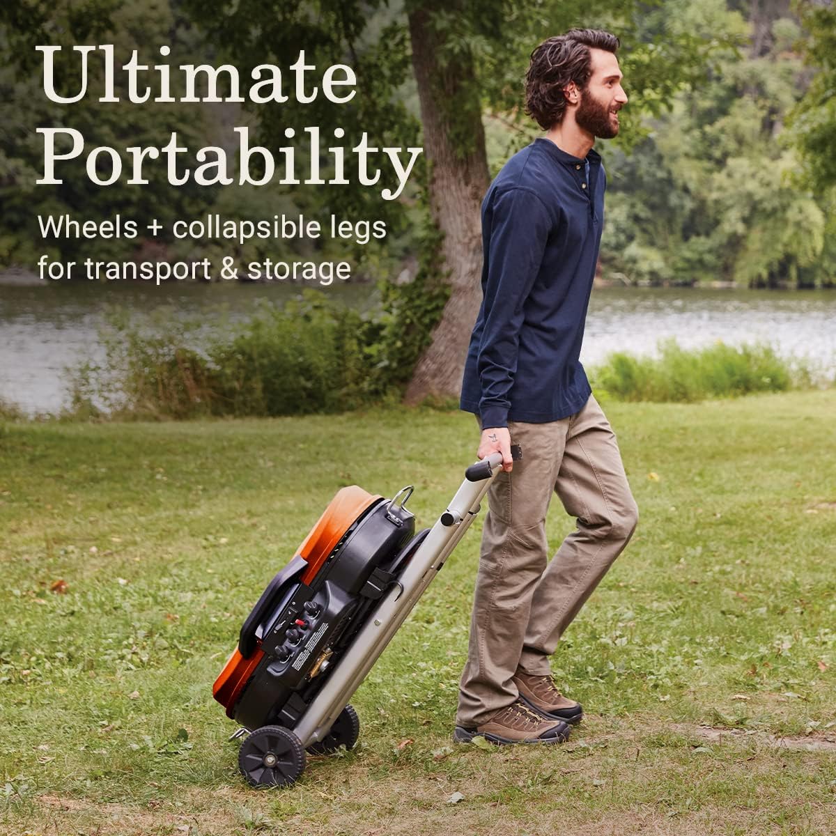RoadTrip 285 Portable Stand-Up Propane Grill with 3 Adjustable Burners & Instastart Ignition, 20,000 BTUs of Power for Outdoor Cooking, Camping, Tailgating, Grilling, BBQs, & More wourant