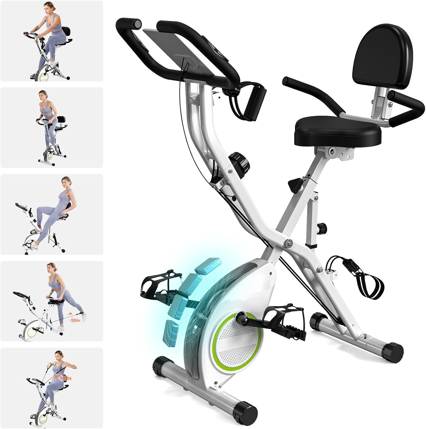 Foldable Exercise Bike Stationary Bikes for Home, 5 IN 1 Indoor Workout Bike, Cycling Bike with 16-Level Quiet Magnetic Resistance, 6.6 LBS Flywheel and 300LBS Capacity, 2025 Designed 817 X-bike wourant