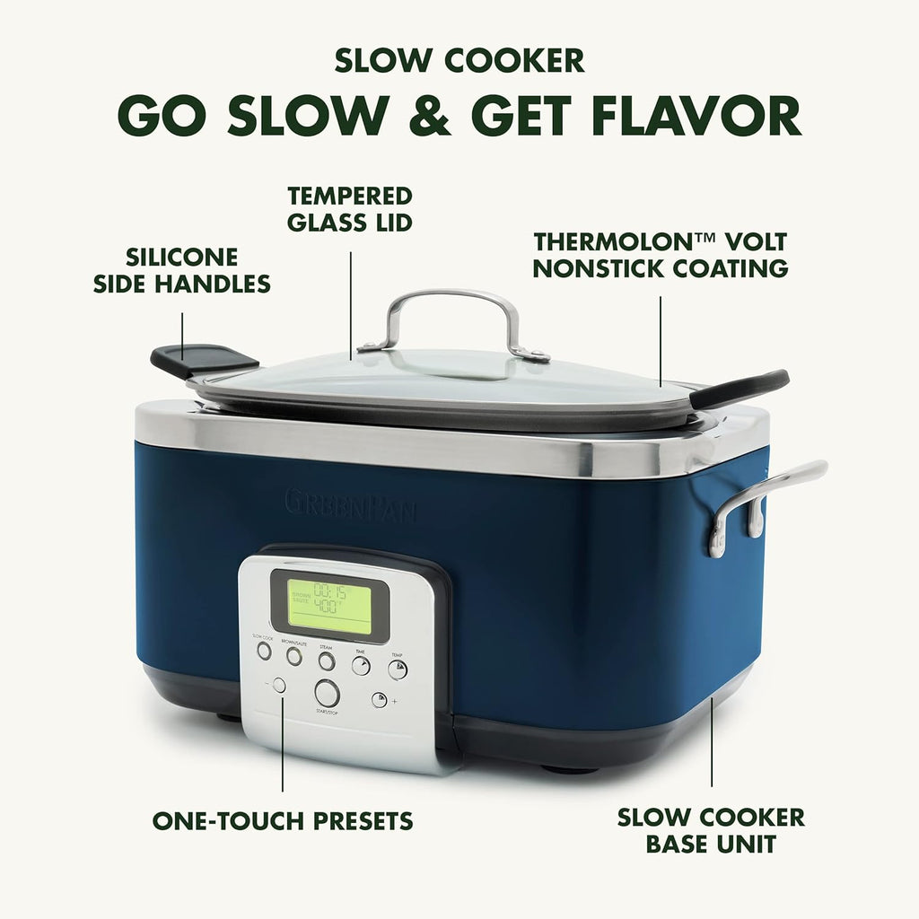 8-in-1 Programmable 6QT Electric Slow Cooker with Dishwasher-Safe Lid and Removable Base wourant