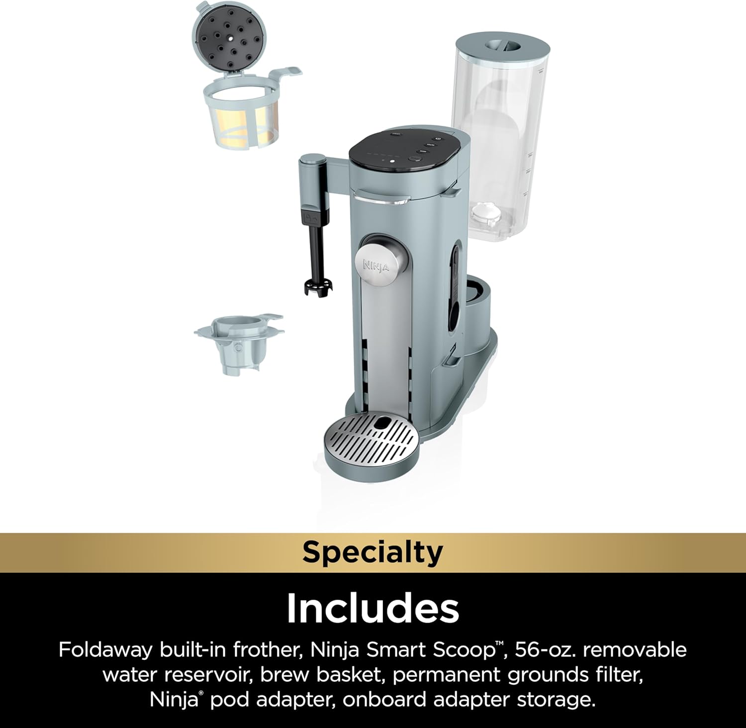 Ninja Pod & Grounds Single-Serve Coffee Maker 56-oz. Reservoir Stone PB051ST wourant