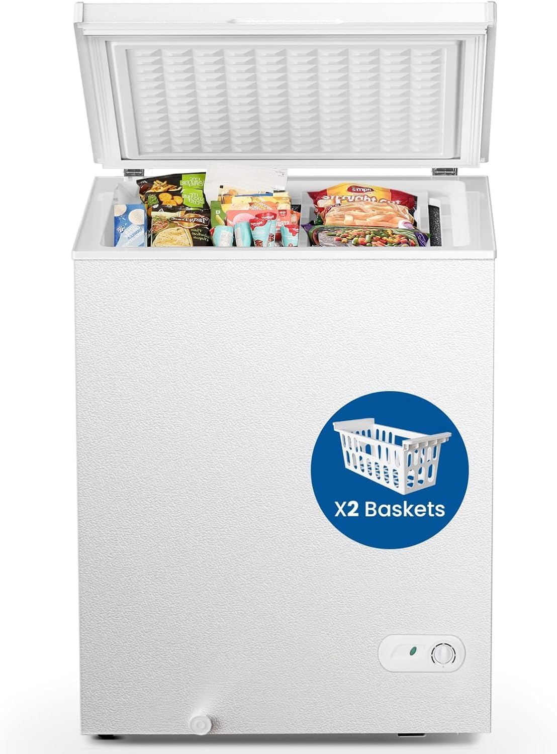 Chest Freezer 3.5 Cubic Feet Compact Freezer Free Standing Top open Door Deep Freezer wourant