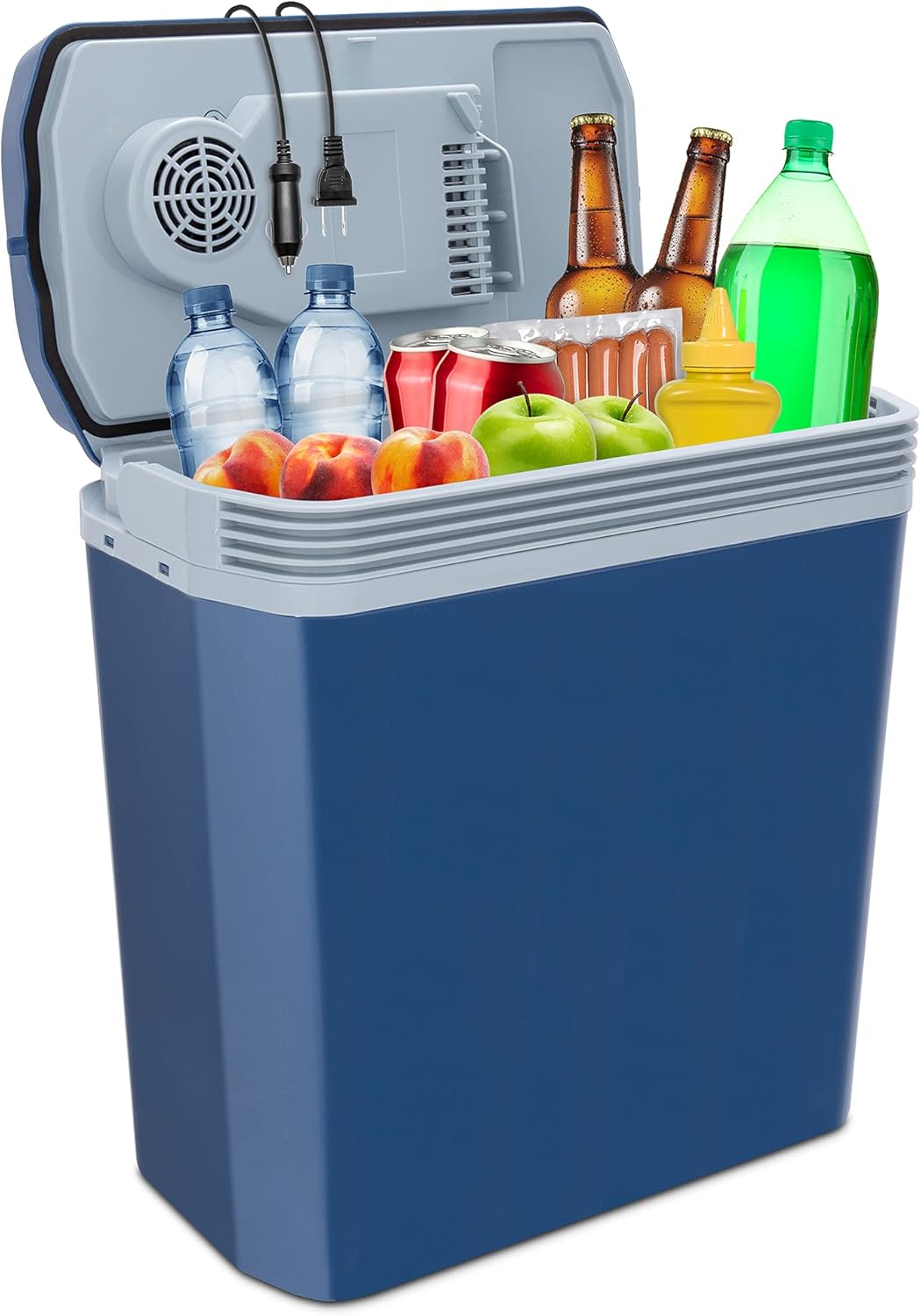 Electric Cooler & Warmer with Handle | 24 L Portable Thermoelectric Fridge for Vehicles & Trucks| 110V AC Home Power Cord & 12V Car Adapter for Camping wourant
