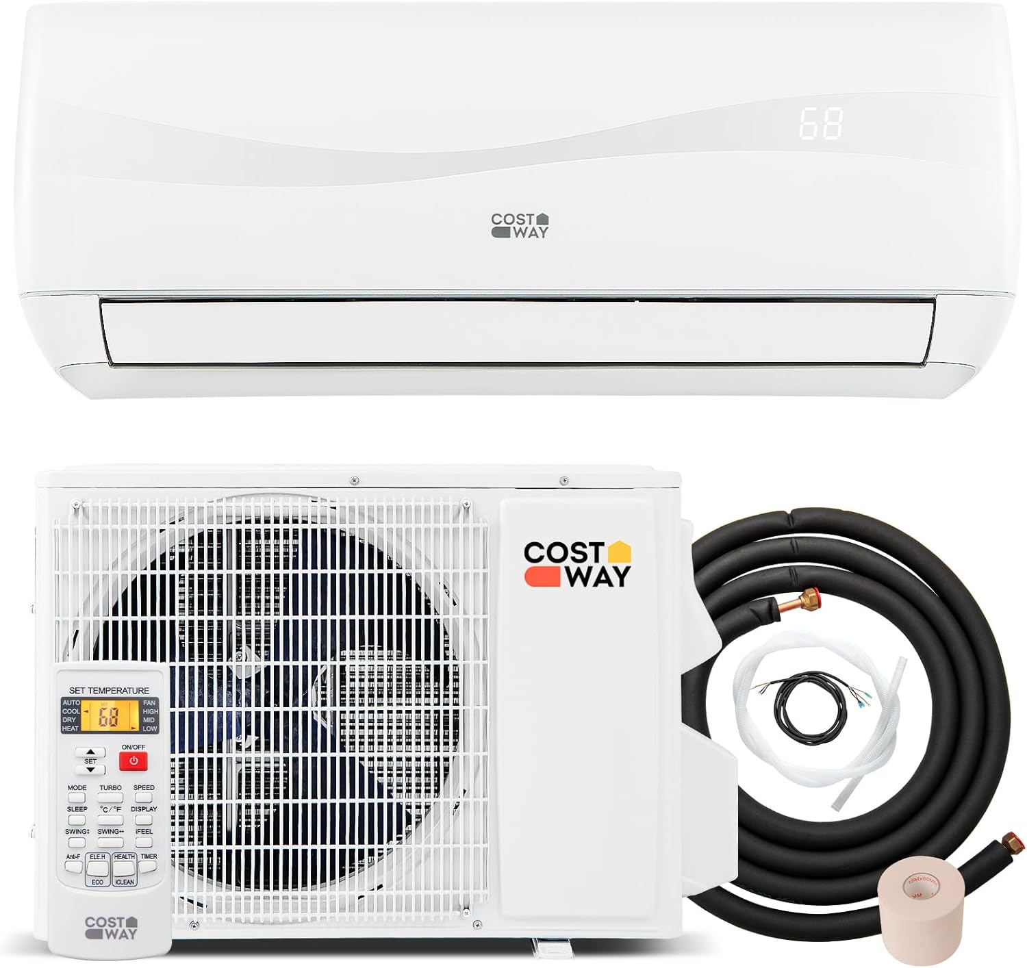 COSTWAY 11500 BTU Mini Split Air Conditioner 115V 17 SEER2 Wifi Enabled Inverter Air Conditioner wourant