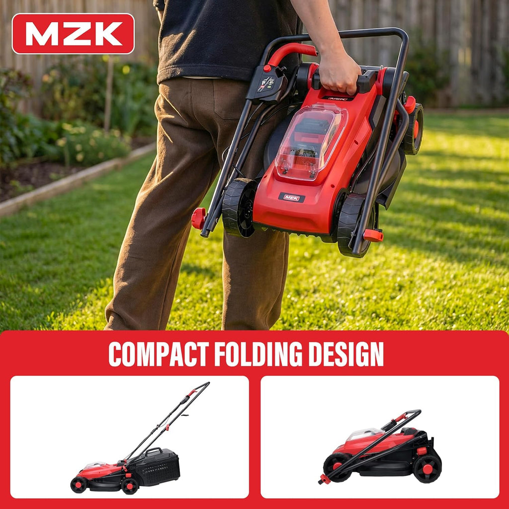 MZK 20V 13" Electric Lawn Mower, Brushless Cordless Lawn Mower with 4-Position Height wourant