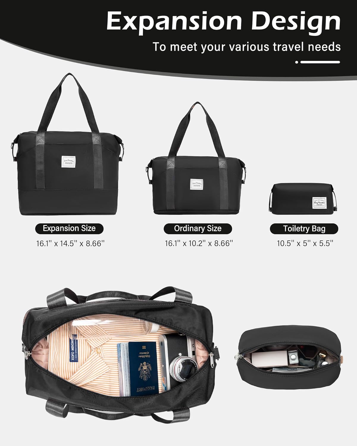 LONG VACATION 6 Piece Luggage Set Carry on Suitcase with ABS+PC hardshell, Spinner Wheels & YKK Zipper TSA Lock wourant