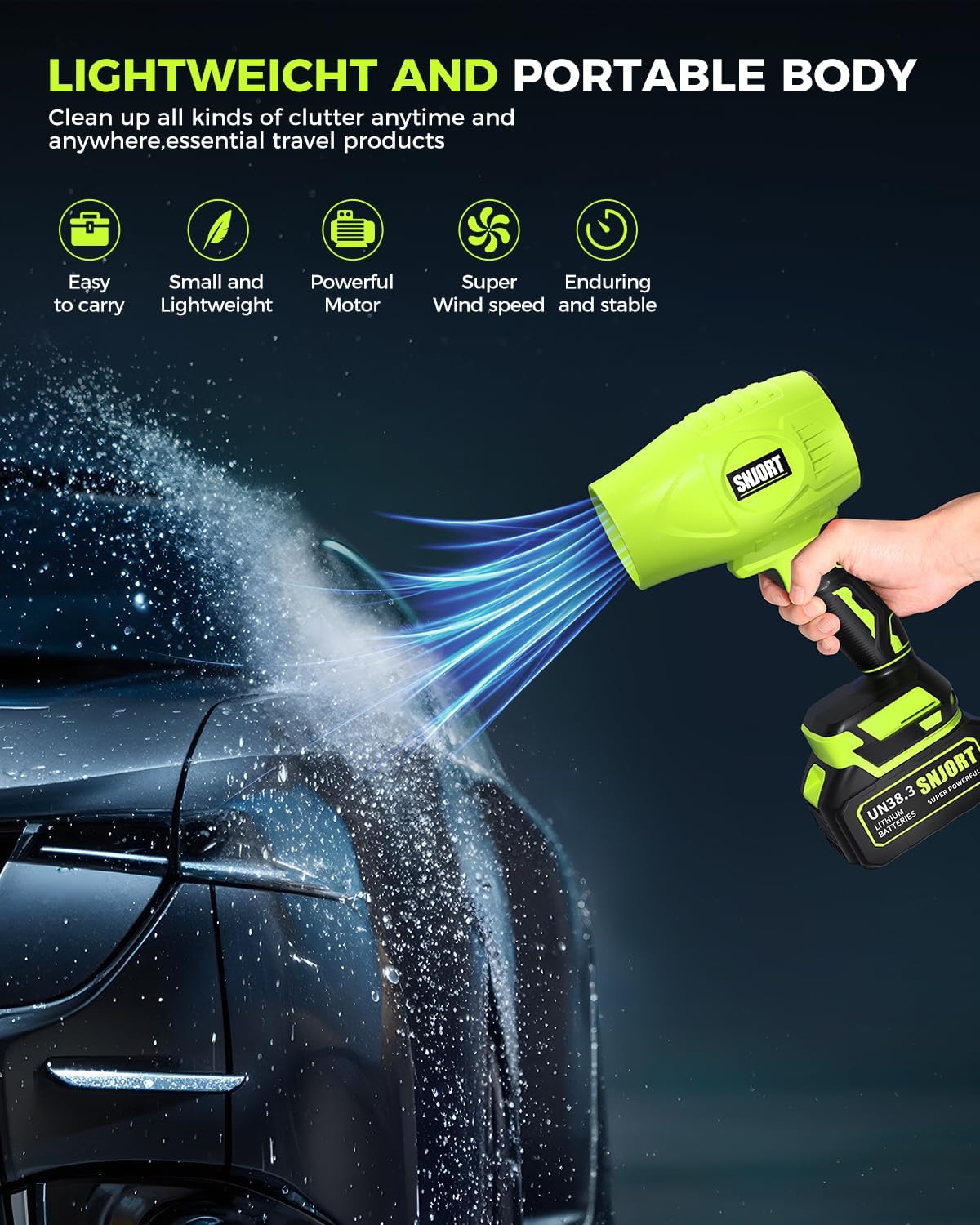 Leaf Blower Cordless with Battery and Charger, 500,000 RPM, Extended Nozzle, Lightweight Handheld Design, Turbo Jet Blower for Patio Cleaning wourant