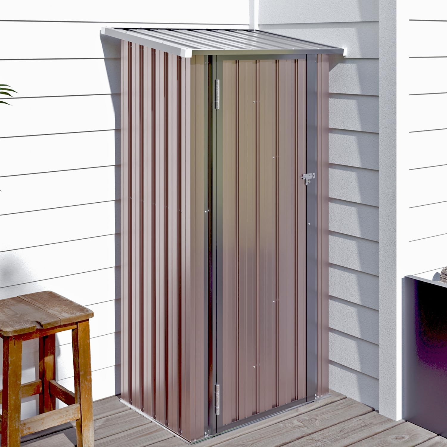 Aoxun 6.2x4 FT Shed Outdoor Storage Shed with Lockable Doors Sloping Roof Metal Garden wourant