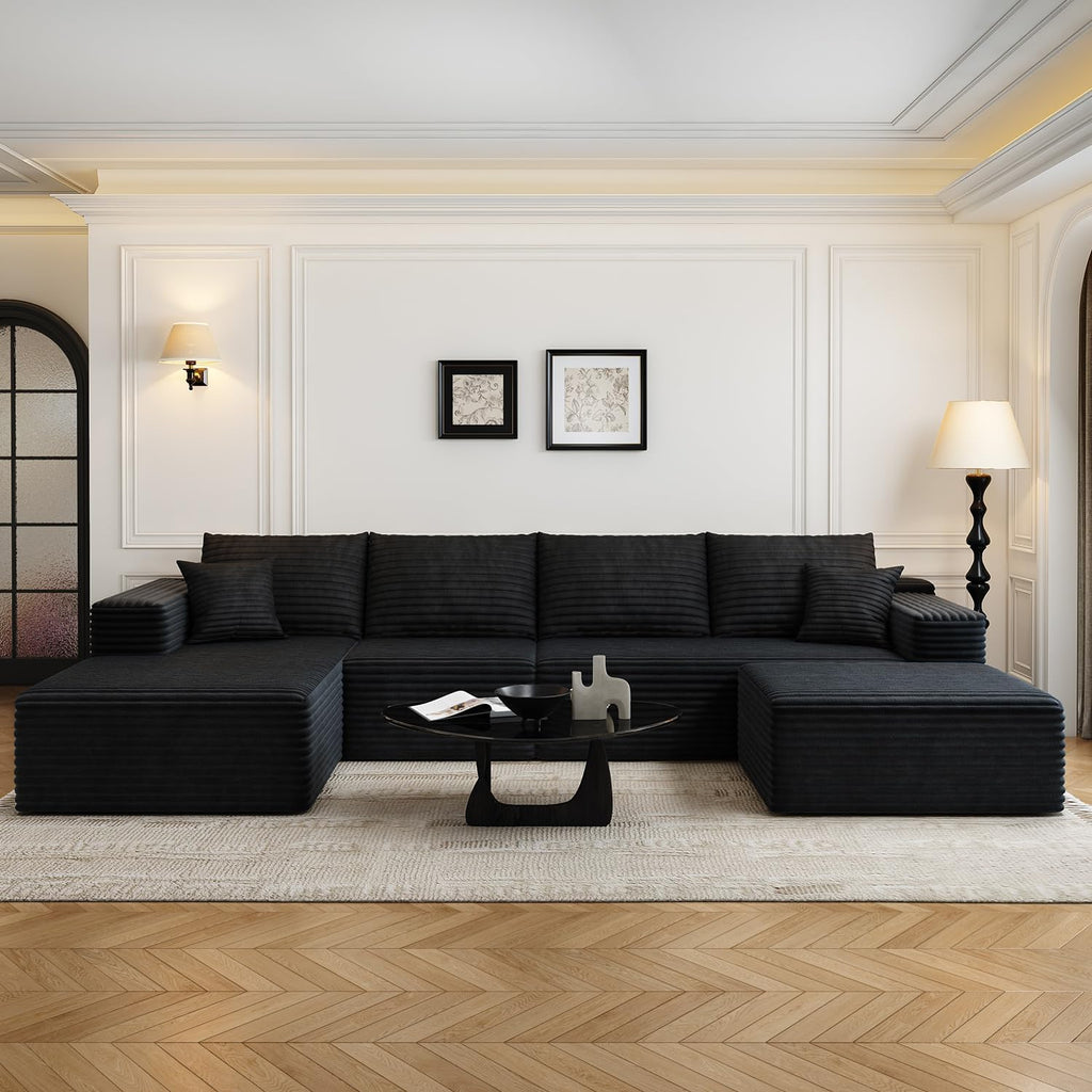 107.5 inch Cloud Modular Sectional Sofa with L-Shaped Chaise Lounge, Modern Minimalist Upholstered Sofa Deep Seating Corner Sofa wourant