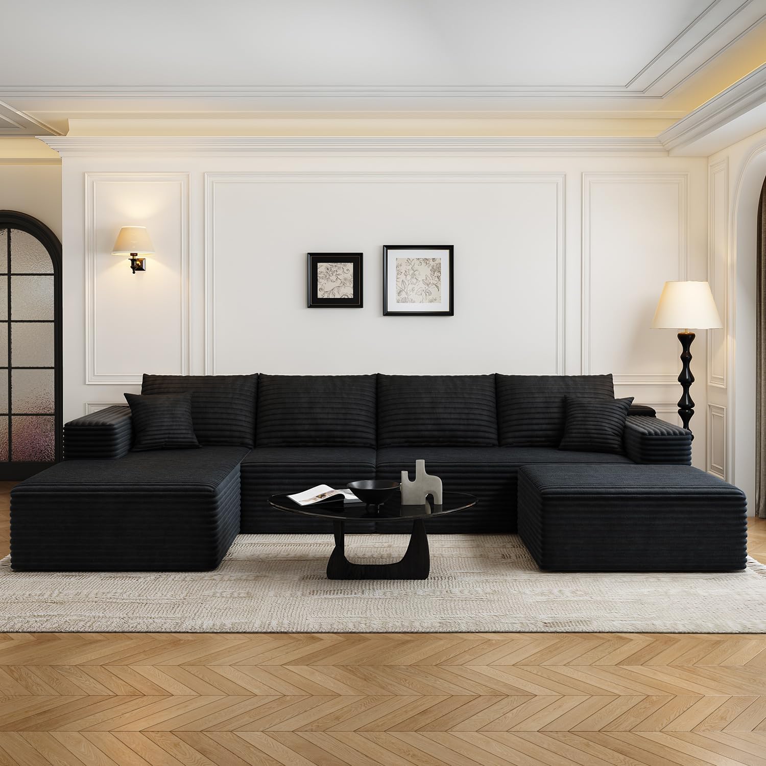 107.5 inch Cloud Modular Sectional Sofa with L-Shaped Chaise Lounge, Modern Minimalist Upholstered Sofa Deep Seating Corner Sofa wourant