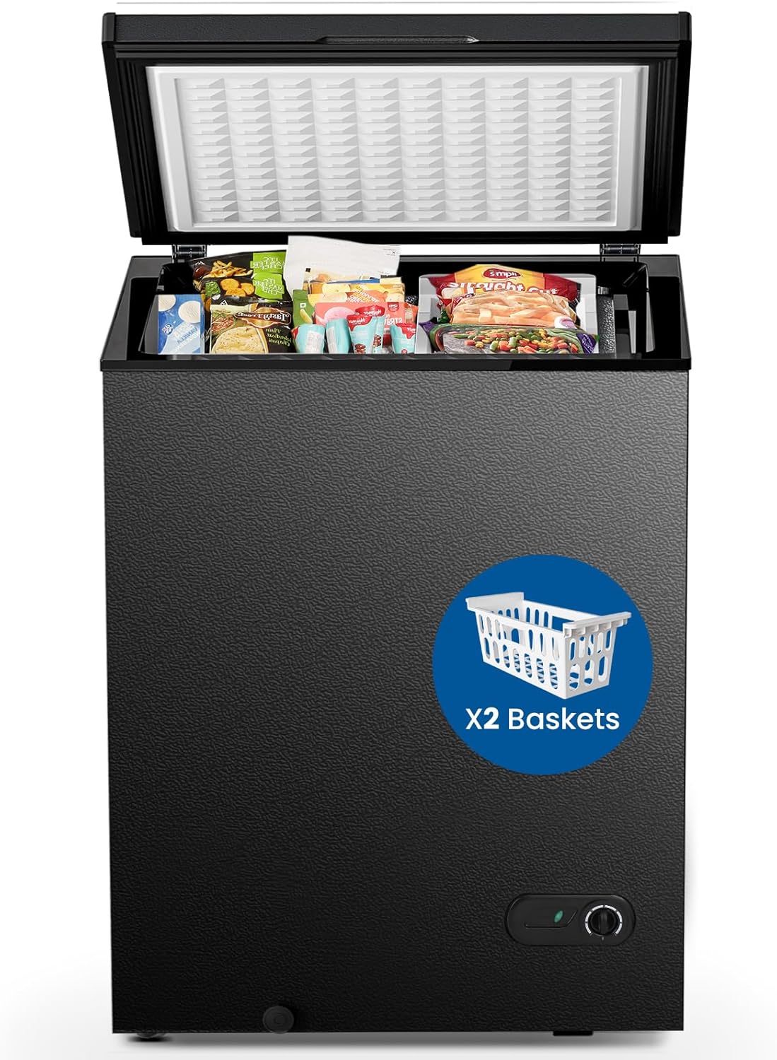 Chest Freezer 3.5 Cubic Feet Compact Freezer Free Standing Top open Door Deep Freezer wourant