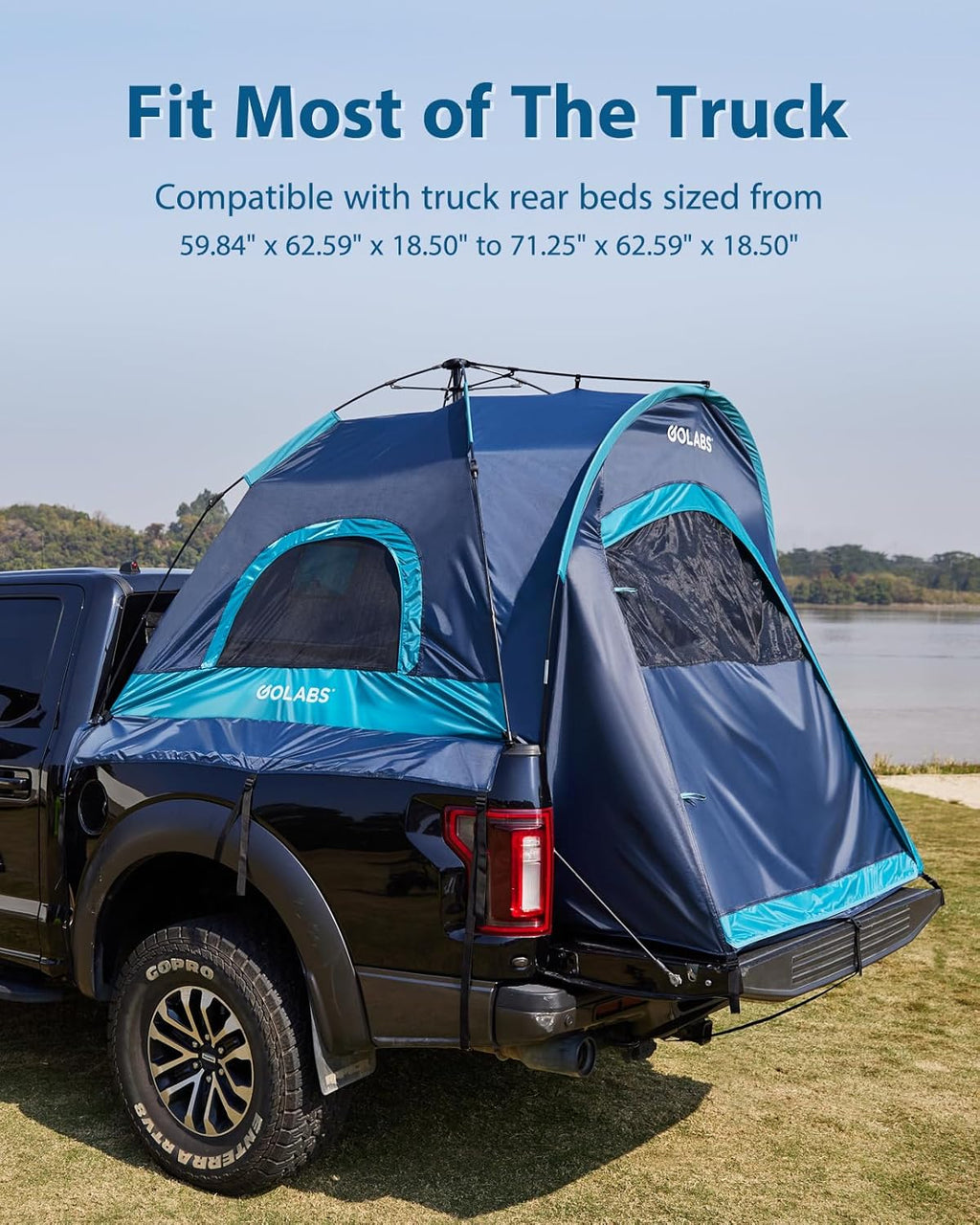 Golabs Truck Bed Tent for 5.5-6.5 Ft Bed, 5-Minute Easy Setup by Pre-Assembled Design, Waterproof PU2000mm, 2-Person Portable with Extra Rainfly Cover for Camping & Outdoor, Includes Storage Bag wourant