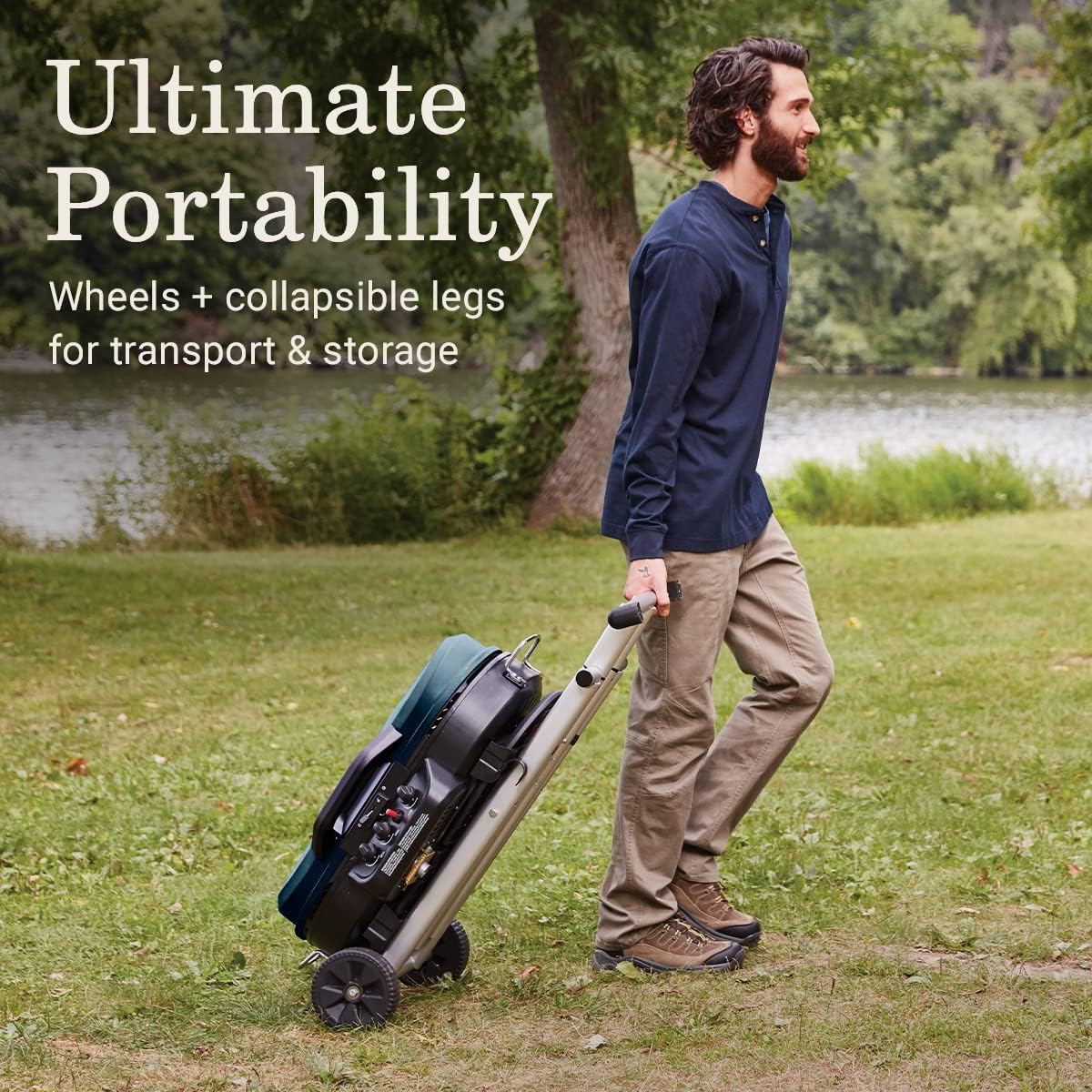 RoadTrip 285 Portable Stand-Up Propane Grill with 3 Adjustable Burners & Instastart Ignition, 20,000 BTUs of Power for Outdoor Cooking, Camping, Tailgating, Grilling, BBQs, & More wourant