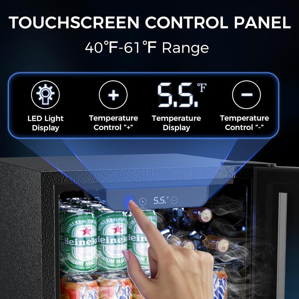 Mini Fridge 130 Can Beverage Refrigerator Cooler, 3.2 Cu.Ft Drink Fridge for Soda Wine Beer, Adjustable Temperature Control for Home Office, Black wourant