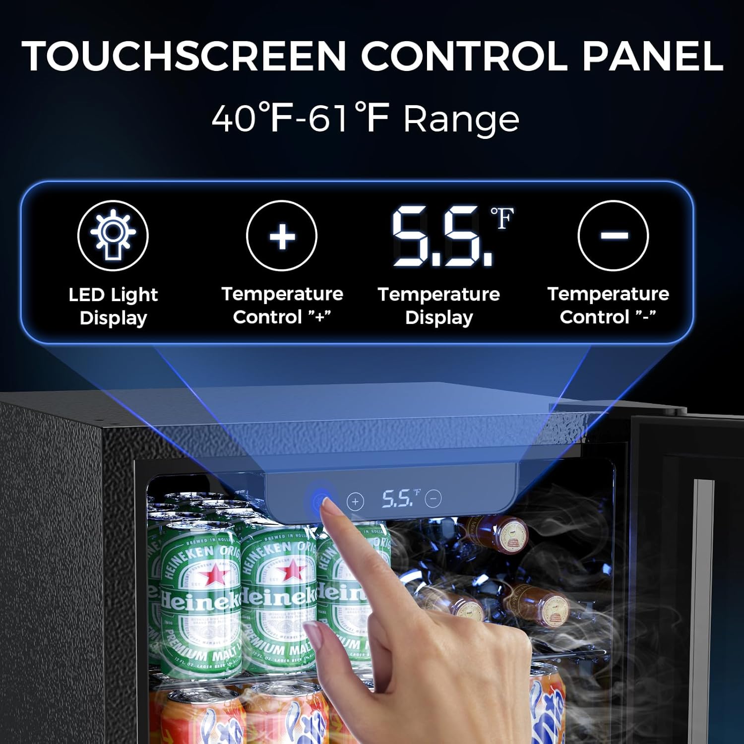 Mini Fridge 130 Can Beverage Refrigerator Cooler, 3.2 Cu.Ft Drink Fridge for Soda Wine Beer, Adjustable Temperature Control for Home Office, Black wourant