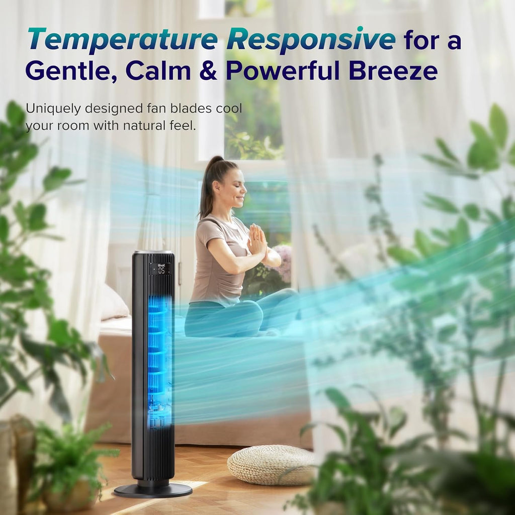 LEVOIT Tower Fan for Bedroom, Standing Fan with 28dB Quiet for Sleep, Remoter, 12H Timer, 25ft/s Velocity, 5 Speeds, 4 Modes, 90° Oscillation for Home, Office, Indoor, Bladeless 36 inch, White wourant
