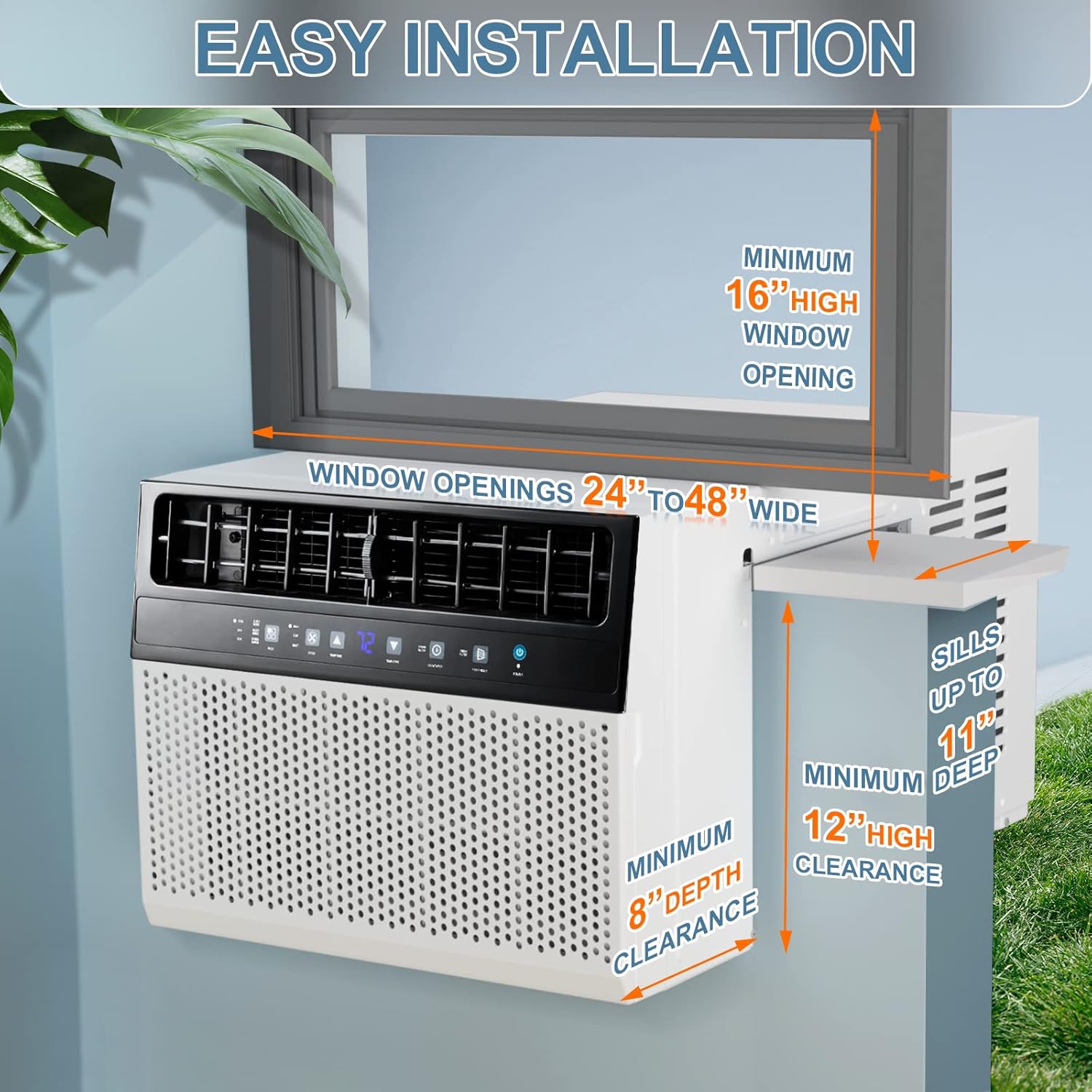 Antarctic Star 12,000 BTU U-Shaped Window Air Conditioner Unit Cools up to 550 Sq.Ft. with 6 Modes 24H Timer, Ultra Quiet Window AC Units wourant