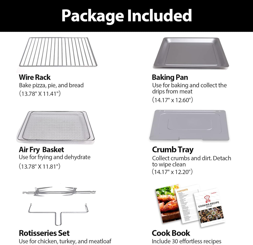 Beelicious 32QT Extra Large Air Fryer Toaster Oven Combo with Rotisserie and Dehydrator wourant
