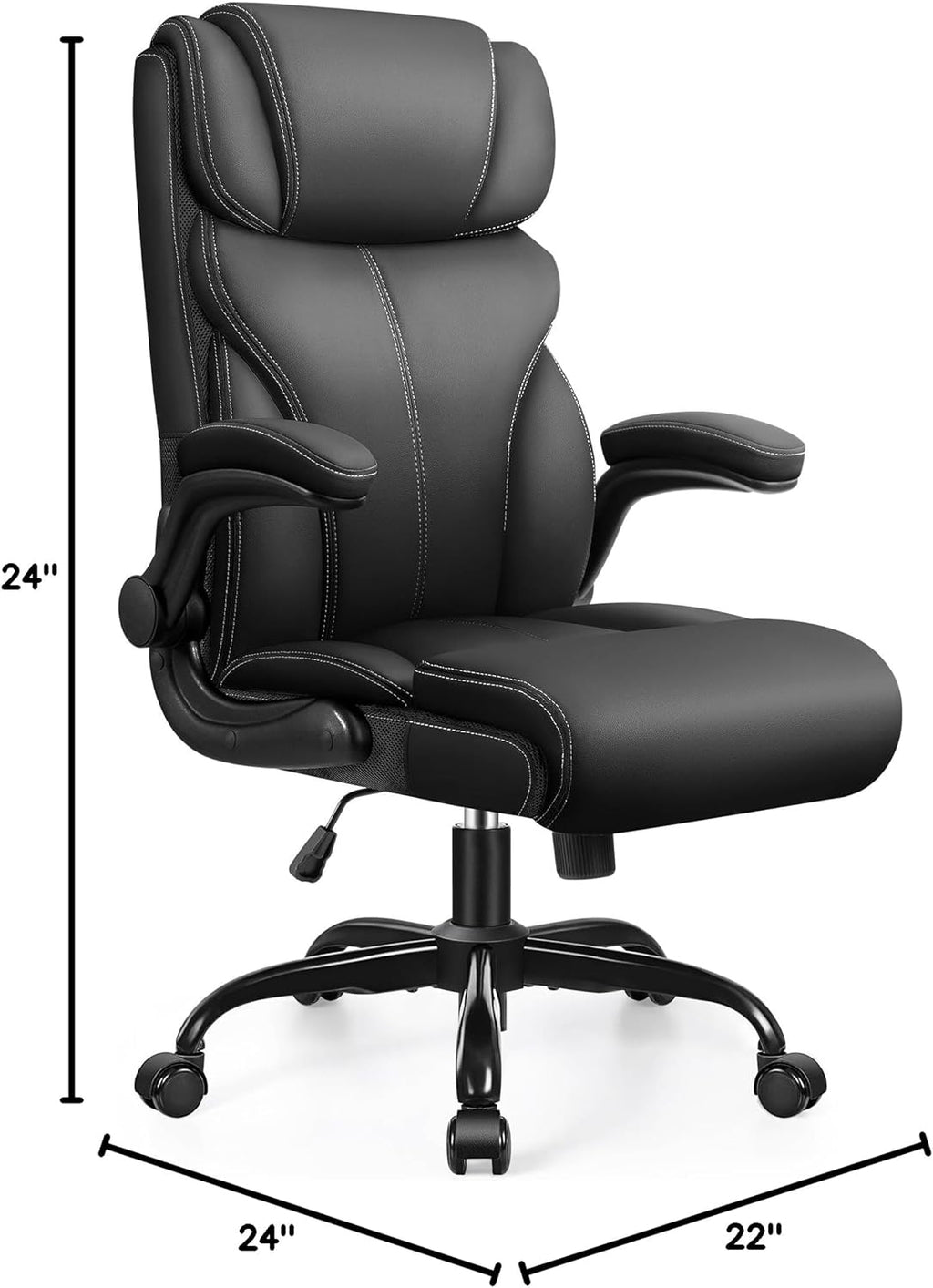 Office Chair Large High-Foot Computer Desk Chair, Breathable Leather Chair Lumbar Support Rotating Computer Chair wourant